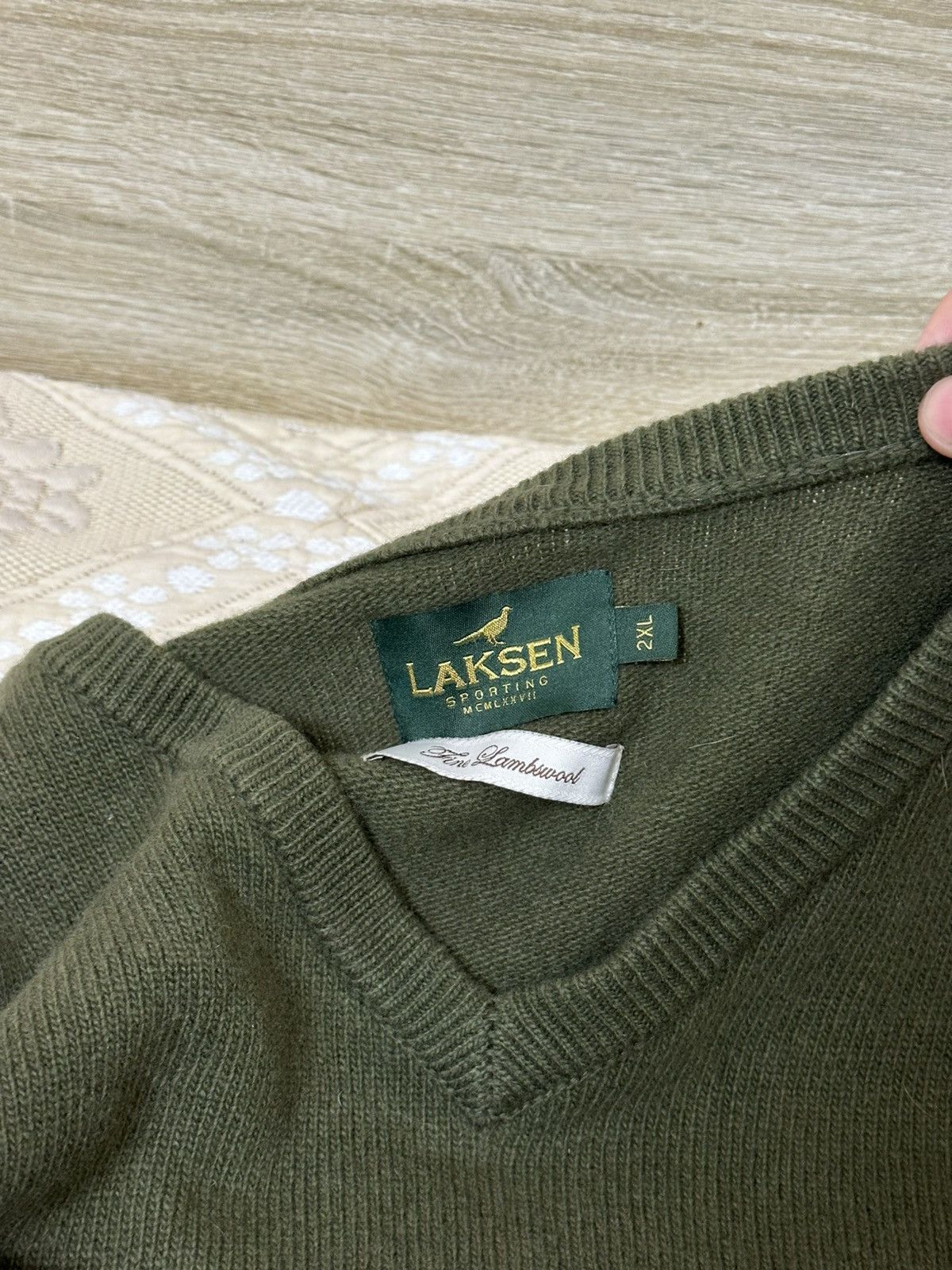 Laksen Sporting 🔥 Laksen Sporting Wool Sweater Pullover V Neck Luxury Size US XXL / EU 58 / 5 - 5 Thumbnail