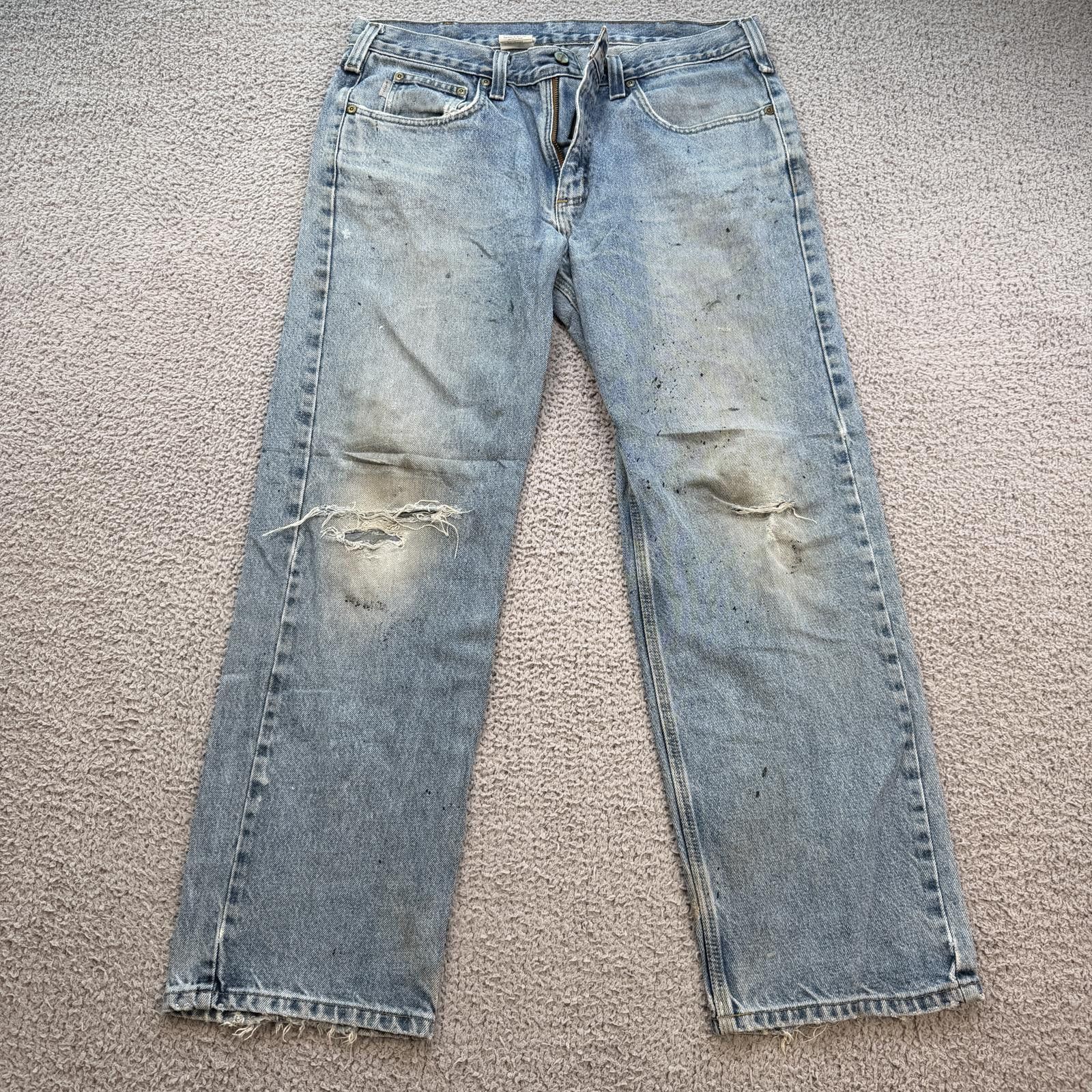 Carhartt Carhartt B480 DPS Distressed Workwear Jeans 35x30 Faded Size US 35 - 1 Thumbnail