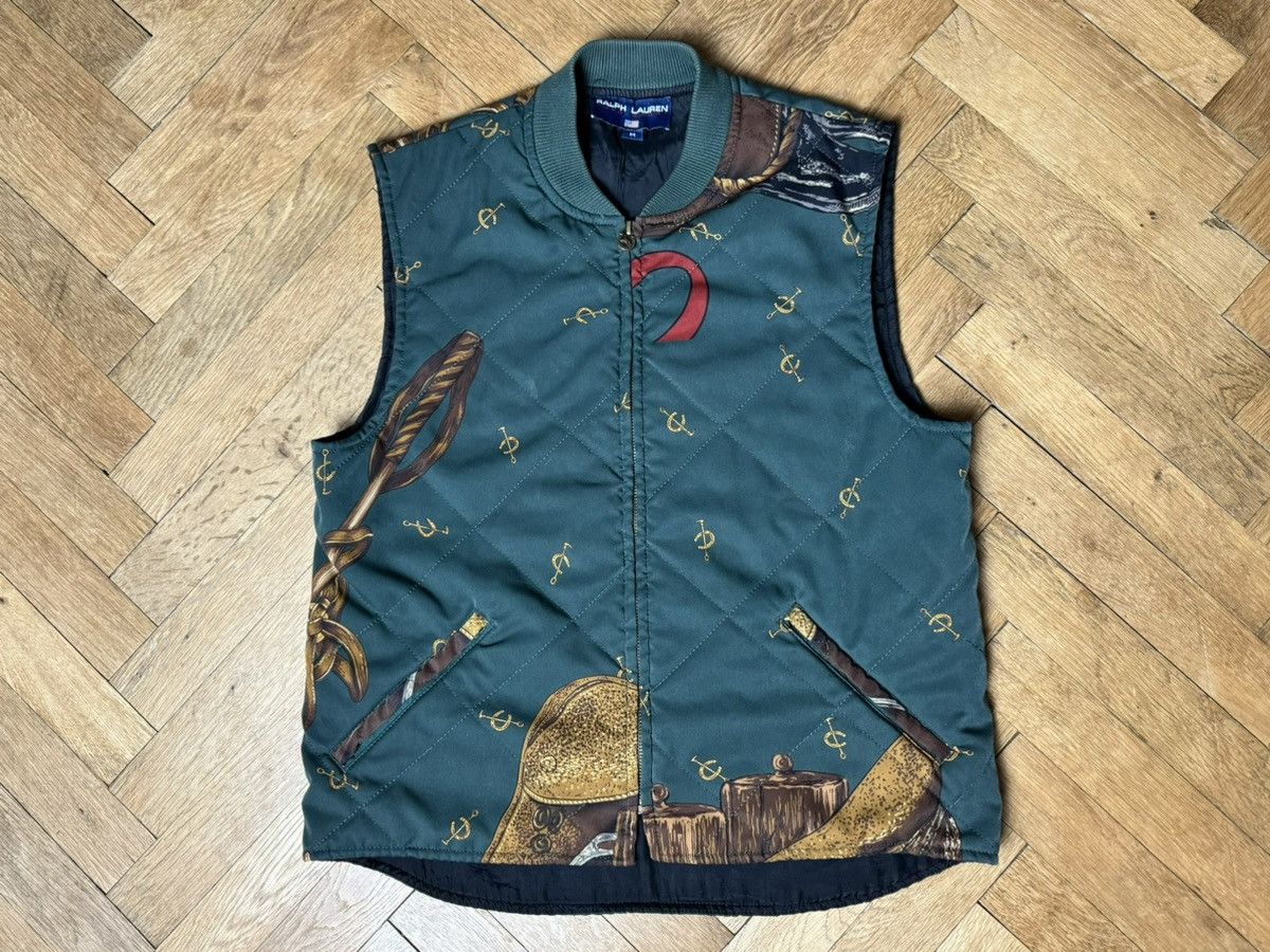 Vtg Ralph Lauren Polo Sport Equestrian Riding Quilted Vest M