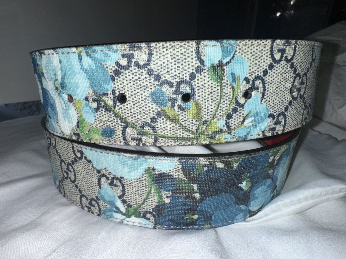 Gucci Gucci GG Supreme “Blooms” Floral Canvas Feline Tiger Belt Size 32 - 8 Thumbnail