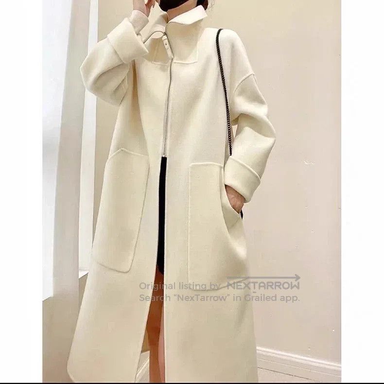 Hermes Hermes White Collar Zipper Loose Cashmere Coat Size XS / US 0-2 / IT 36-38 - 8 Thumbnail