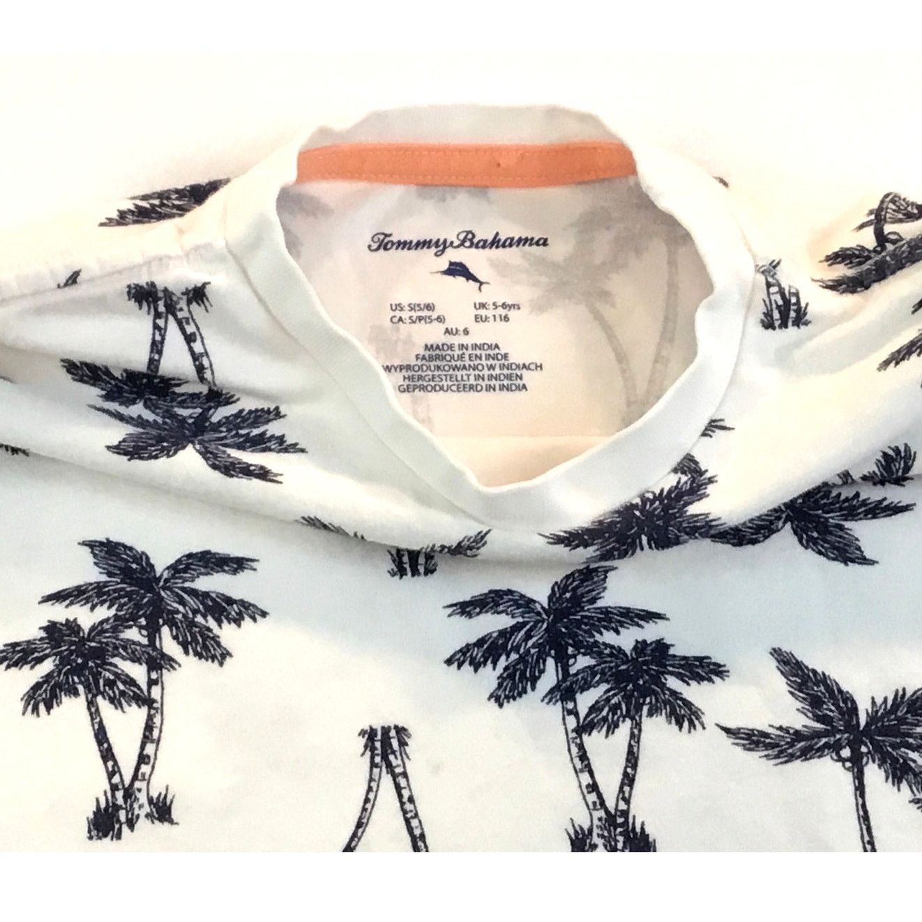 Tommy Bahama Tommy Bahama Child Kid Youth T-Shirt White/Navy Palms 5/6 Size S / US 4 / IT 40 - 2 Thumbnail