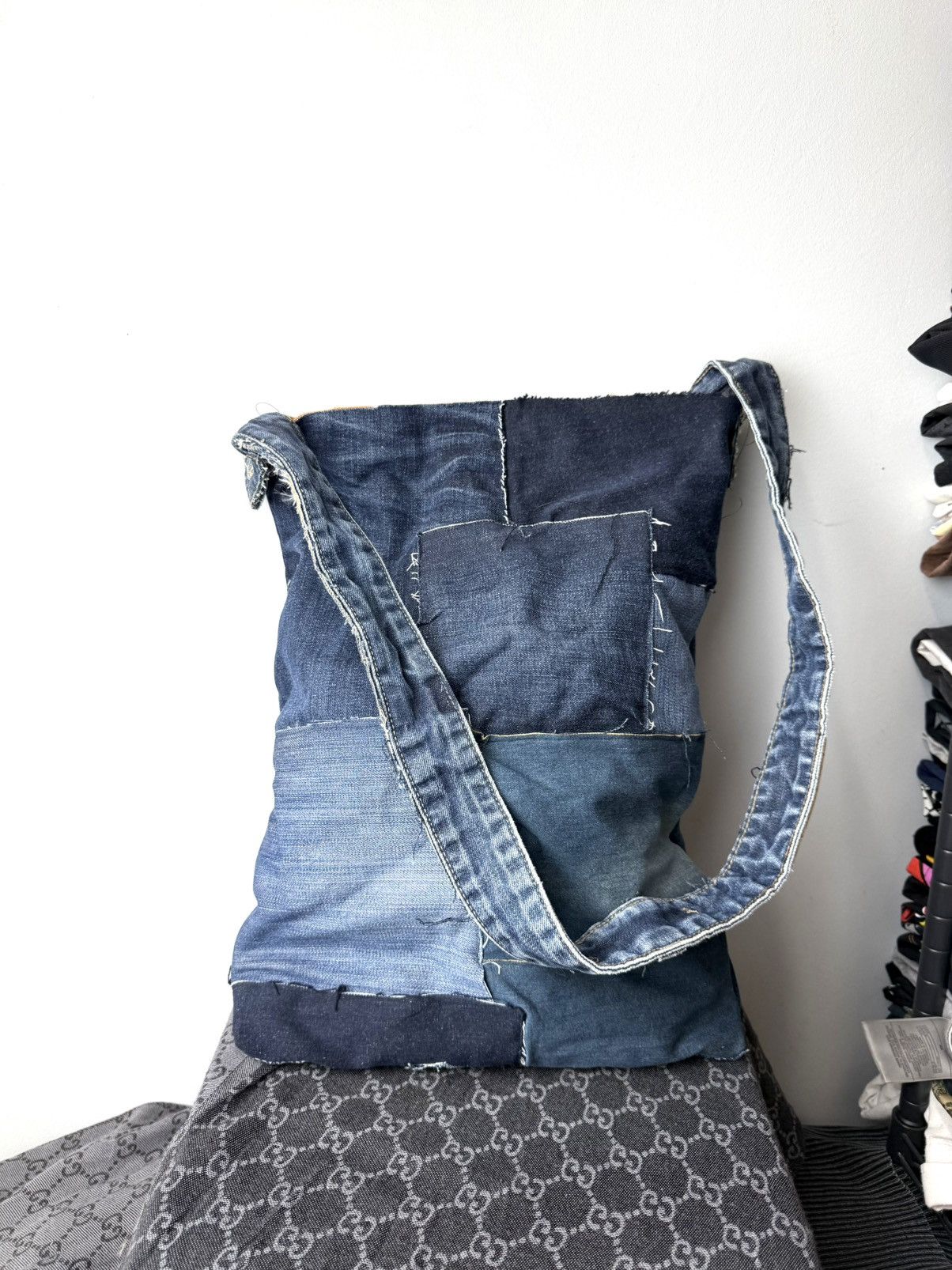 Vintage Rare! Vintage Patchwork Denim Bag Shopper Y2K Levis Diesel Size ONE SIZE - 1 Thumbnail