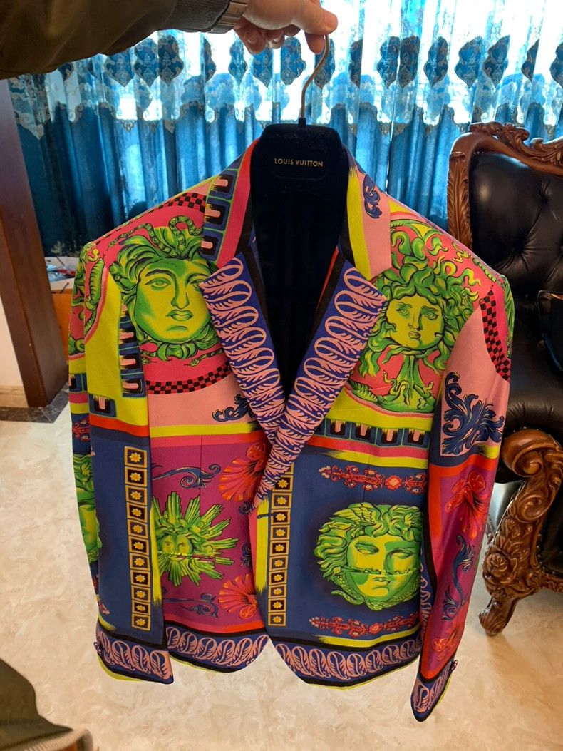 Versace Versace Mulberry silk jacket coat Size L / US 10 / IT 46 - 1 Thumbnail