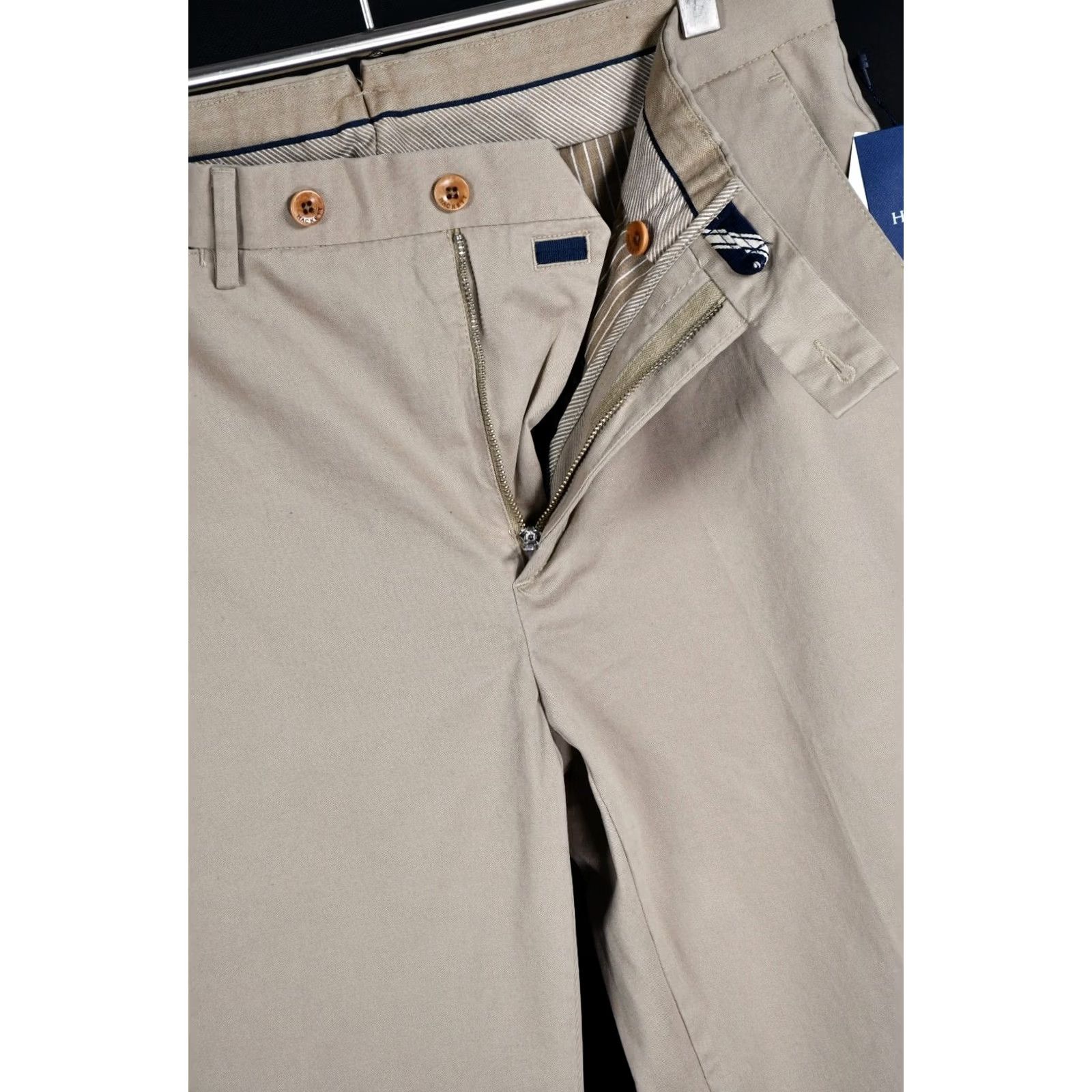Hackett Hackett Sanderson Chino Pants Mens 32R Beige 99%Cotton 1%Elastane Flat Front Regular Vintage: No Size US 32 / EU 48 - 5 Thumbnail