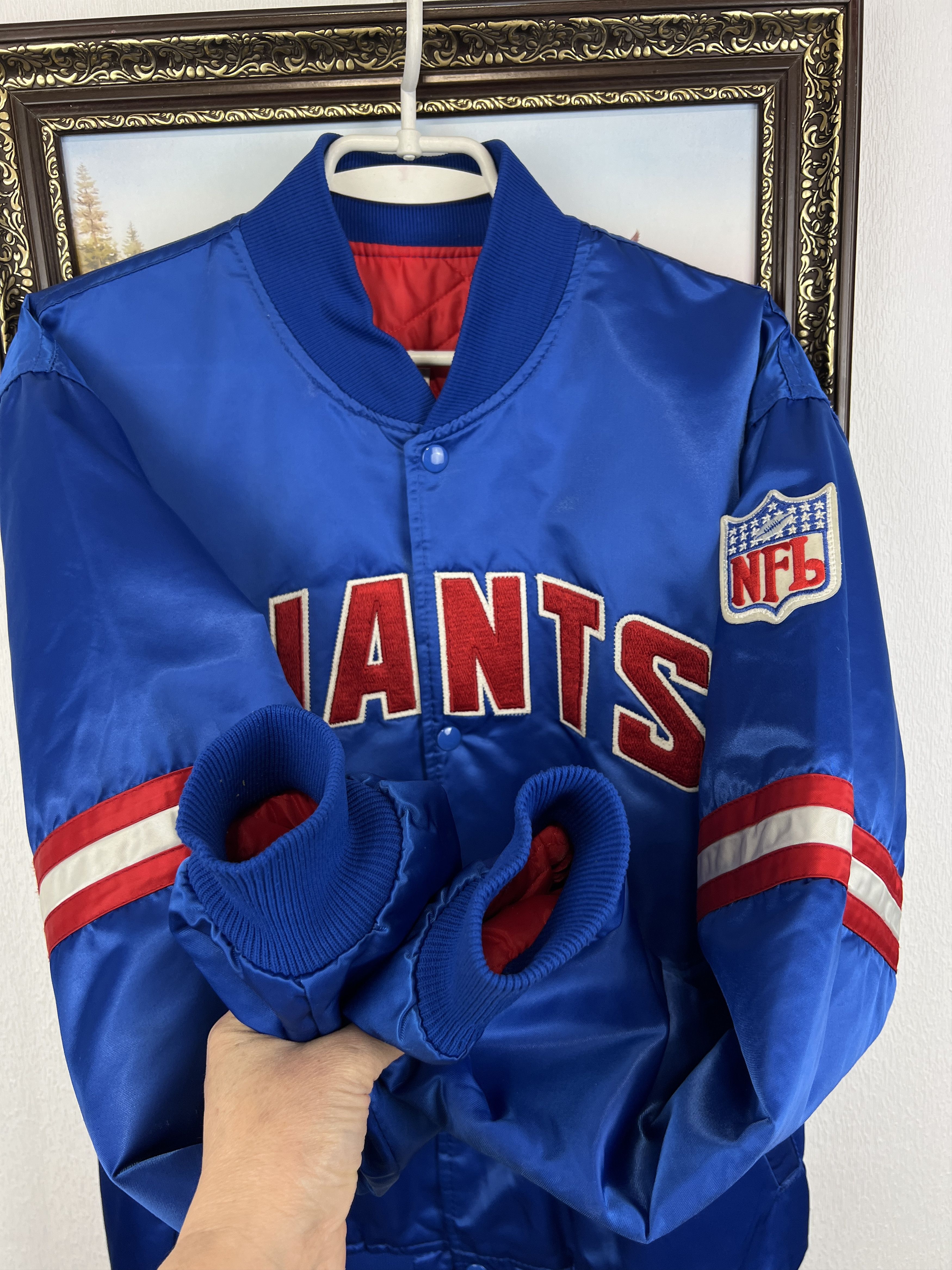 Starter Vintage 90's Starter New York Giants NFL Satin Bomber Jacket Size US XL / EU 56 / 4 - 7 Thumbnail