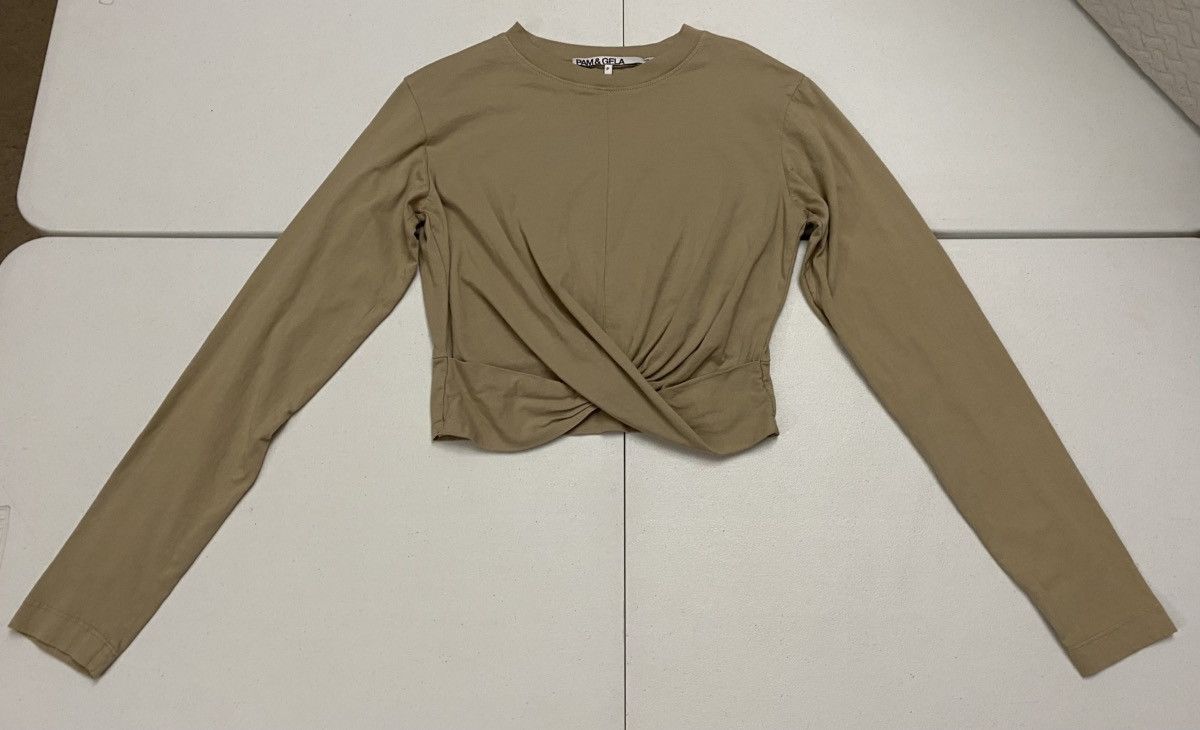 Pam & Gela PAM & GELA Twist Front Combed Cotton Long Sleeve Tee S/P VGC Size S / US 4 / IT 40 - 16 Thumbnail