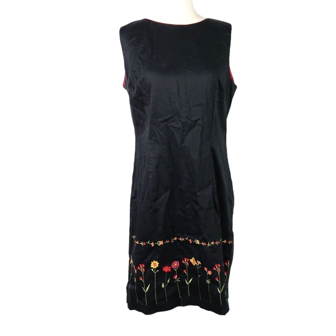Port & Company VINTAGE 90s T & Company black floral embroidered mini dress Sleeveless Size 10 Womens Size L / US 10 / IT 46 - 2 Thumbnail