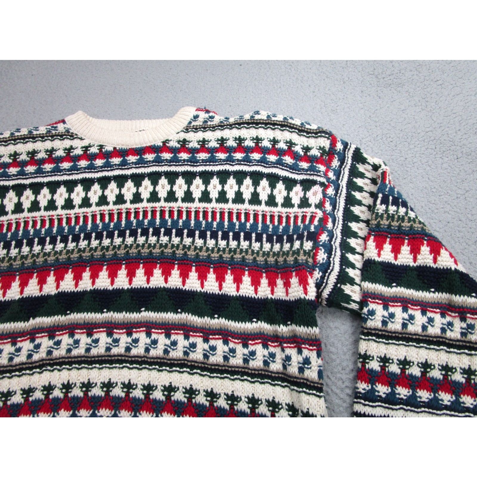Vintage VINTAGE Old Glory Sweater Mens XL Striped Geometric 90s Grandpa y2k Cosby Fisherman Crew Neck Knits Pullover Knit Cotton Blue Regular Mens Size US XL / EU 56 / 4 - 2 Thumbnail