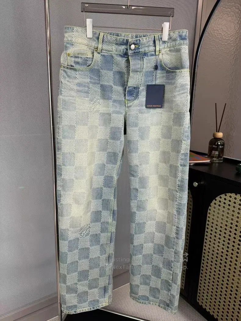Louis Vuitton Louis Vuitton Blue Checkerboard Jeans . Size US 32 / EU 48 - 1 Thumbnail