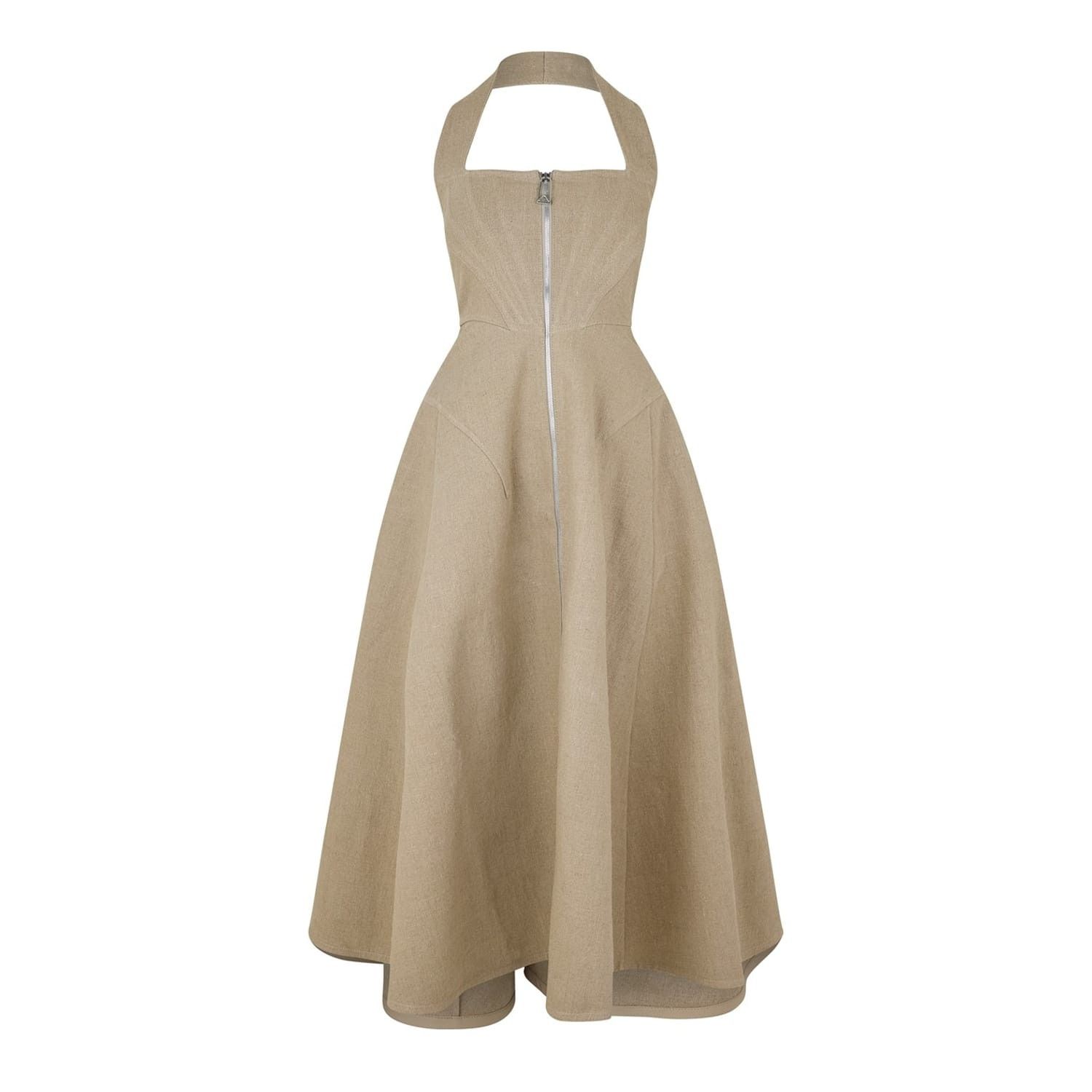 Bottega Veneta Bottega Veneta Salon Halter Neck Midi Dress in Neutral Size XS / US 0-2 / IT 36-38 - 1 Thumbnail