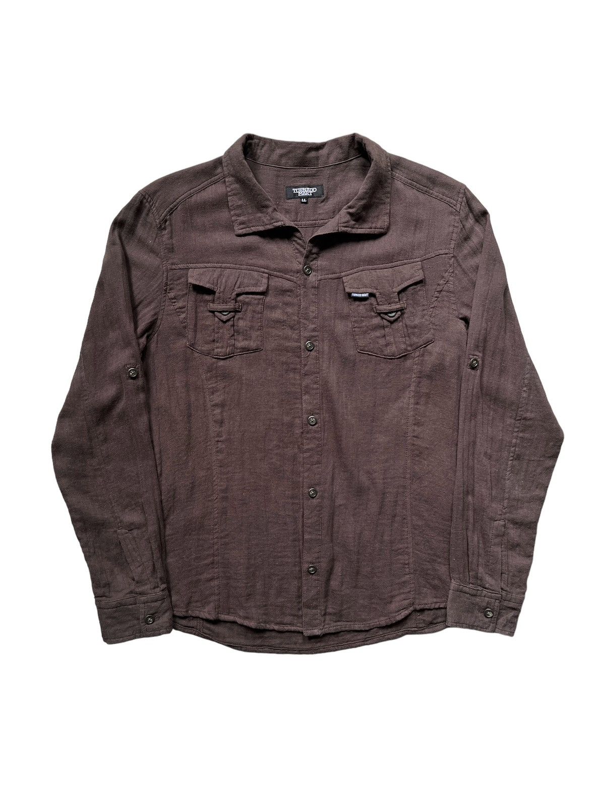 image of Tornado Mart Western Button Up Shirt in Dark Brown, Men's (Size Small)