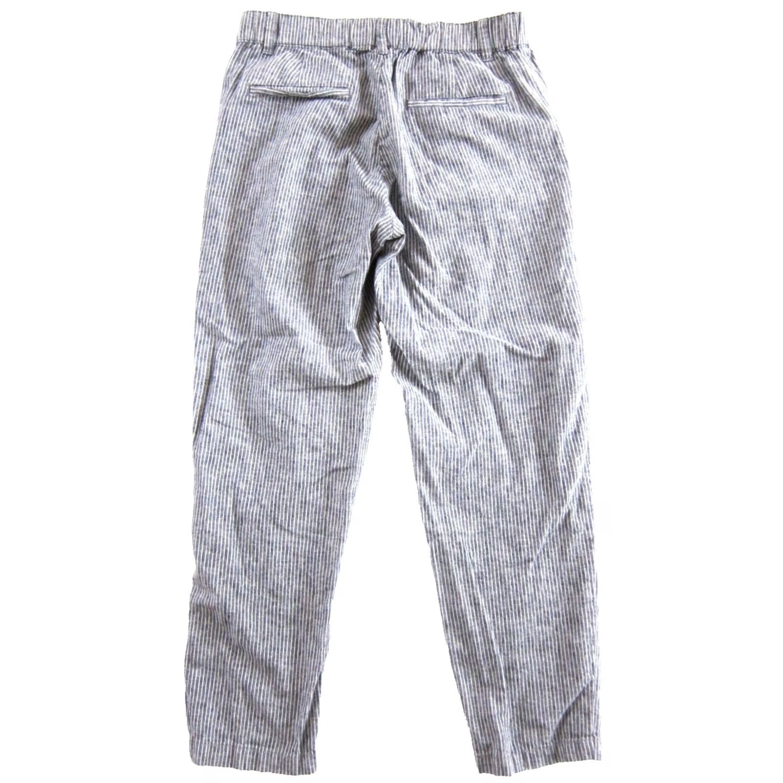 Uniqlo Uniqlo Blue White Stripe Linen Cotton Pocket Tapered Crop Chino Pant Women M Size 32" / US 10 / IT 46 - 2 Thumbnail