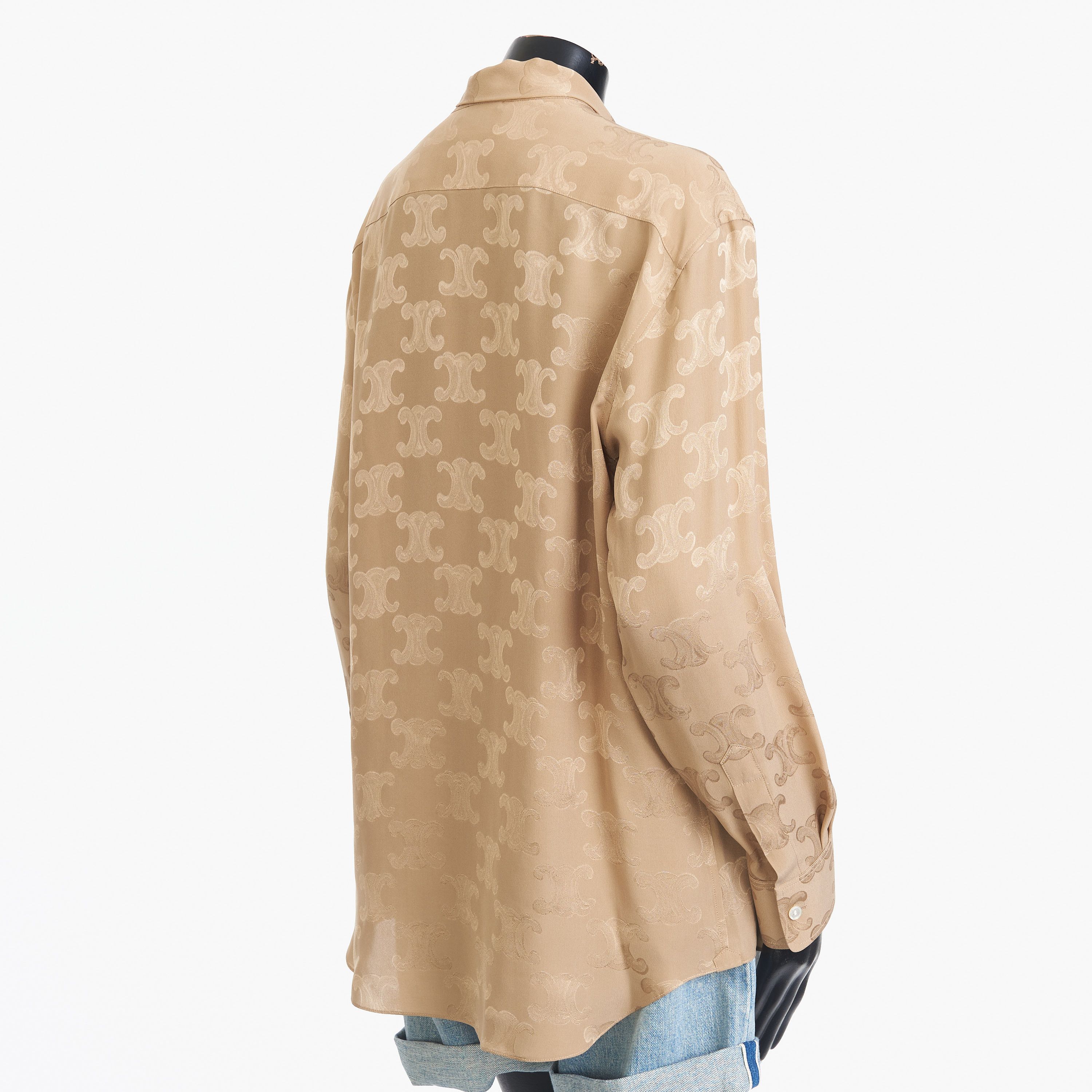 Celine Triompe Lavallière Shirt In Mordore Shiny Matte Silk Size L / US 10 / IT 46 - 6 Thumbnail