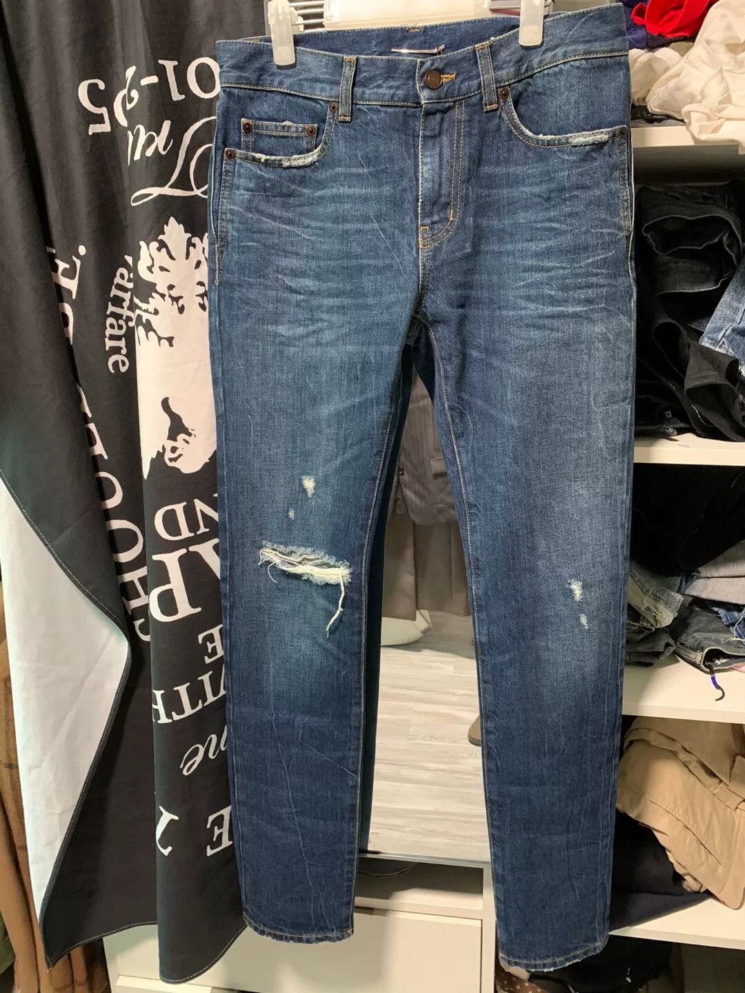 Saint Laurent Paris saint laurent new distressed blue jeans Size US 29 - 1 Thumbnail