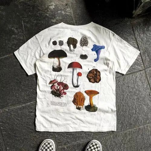 VIBE White street fashion retro mushroom print t-shirt Size US M / EU 48-50 / 2 - 7 Thumbnail