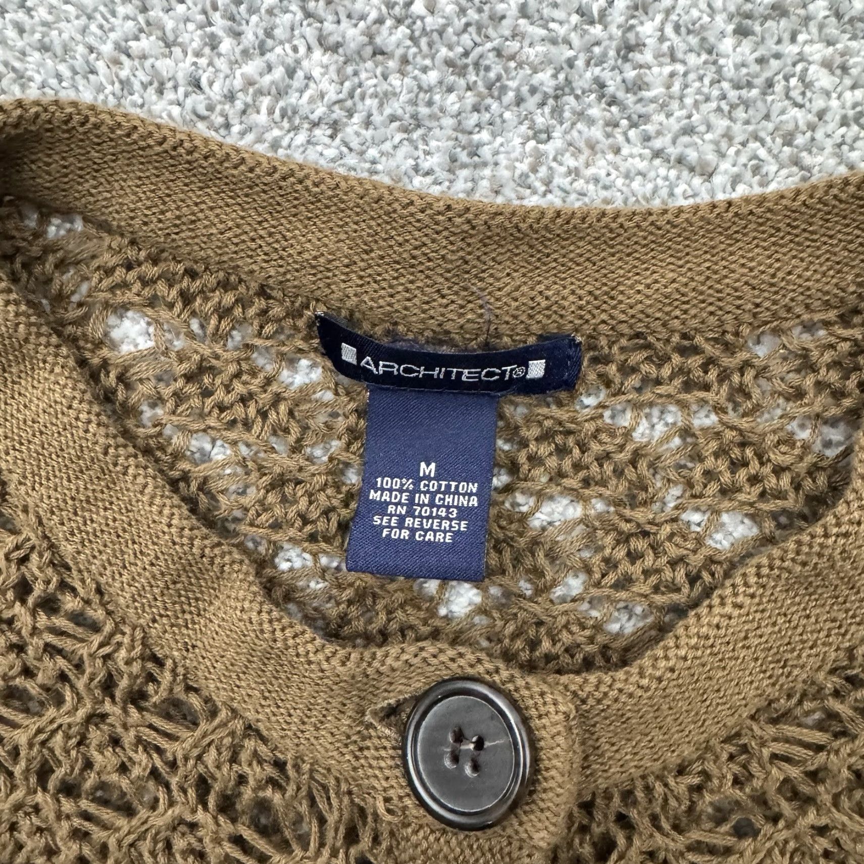 Architect Womens Cottagecore Cardigan Sweater Medium Crocheted Boho Layering Grandmacore Size M / US 6-8 / IT 42-44 - 4 Thumbnail