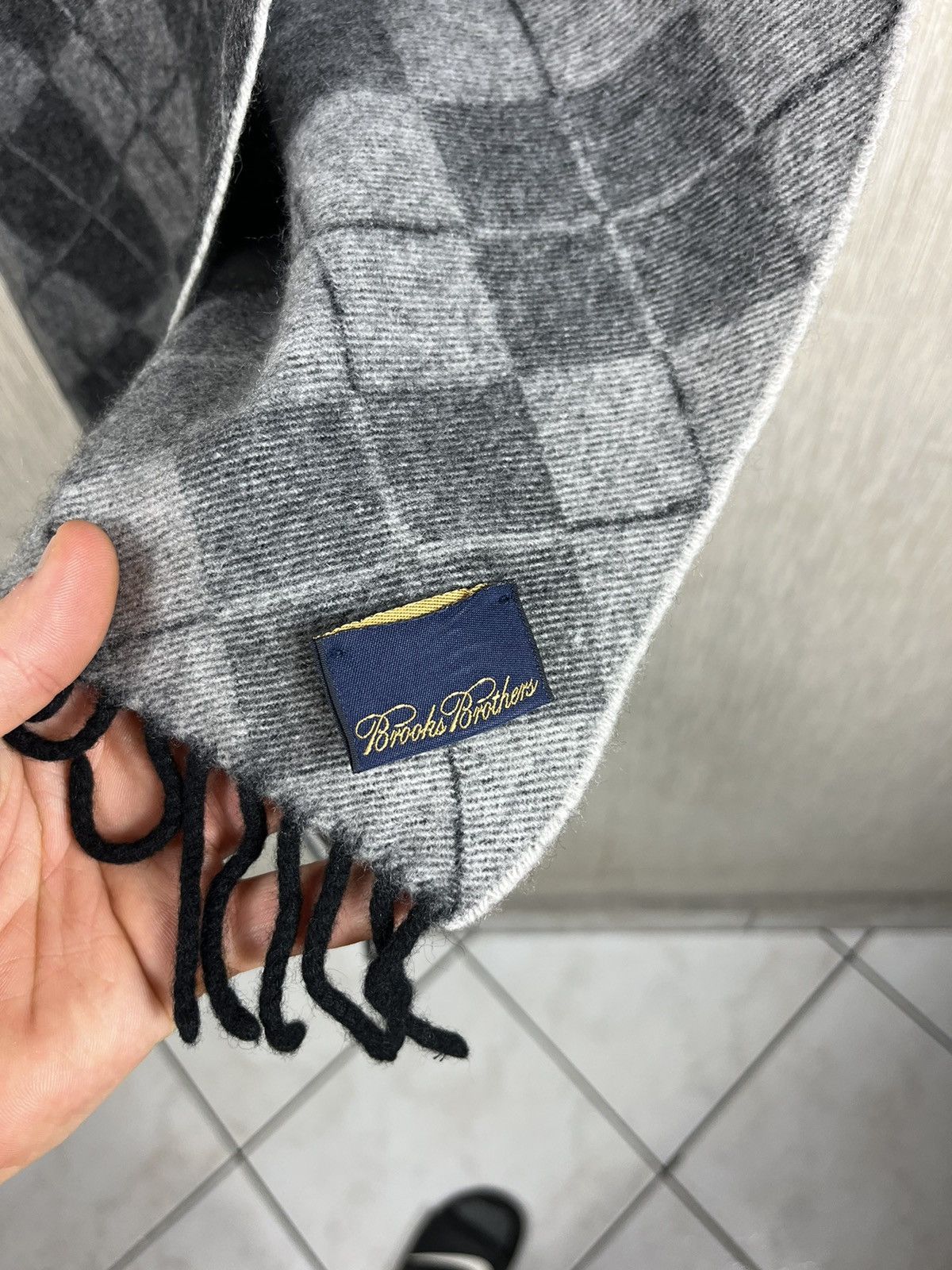 Brooks Brothers × Designer Brooks Brothers 100% full cashmere square checked scarf Size ONE SIZE - 12 Thumbnail
