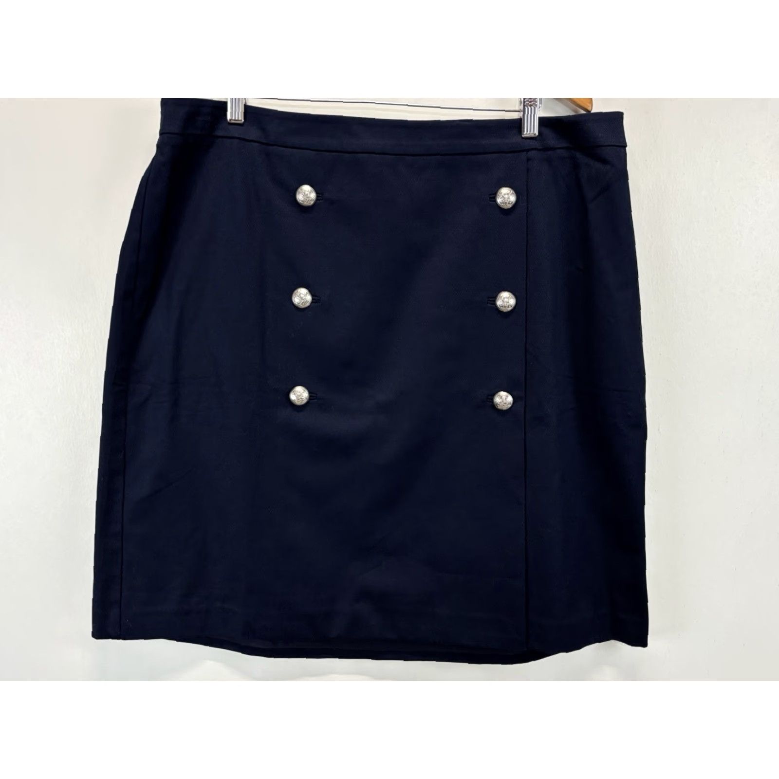 Talbots Talbots Skirt Womens 18W Plus Navy Blue Nautical Button Zip Knee Length Casual Travel Business Wrap Faux Wrap Size 40" / US 18 - 2 Thumbnail