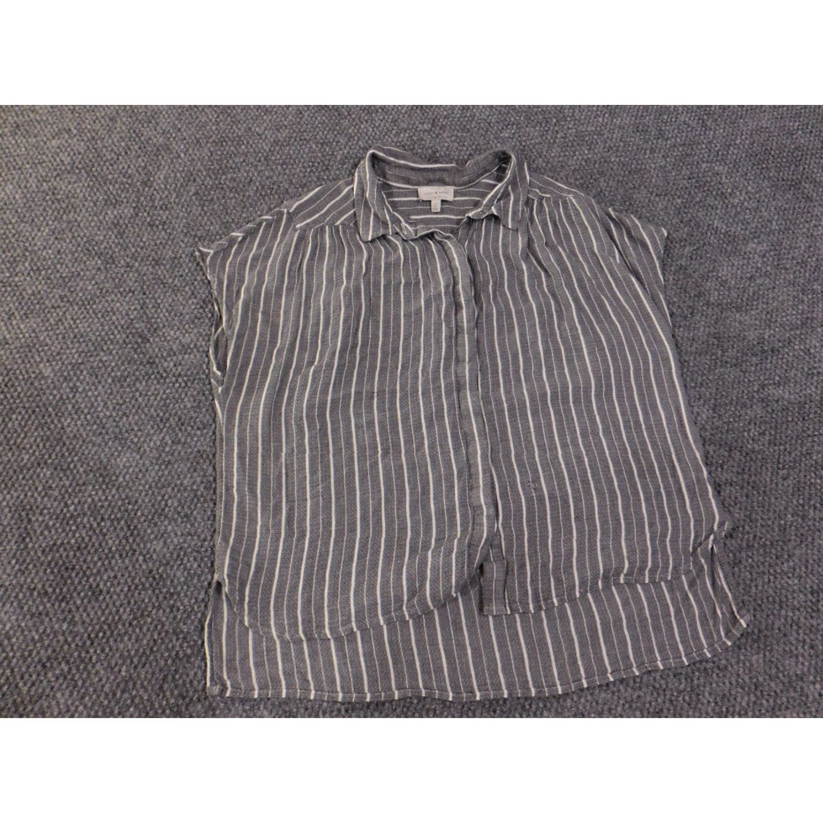Lucky Brand Lucky Brand Blouse Womens L Gray Striped Casual Button Front Sleeveless Knit Modal" Size L / US 10 / IT 46 - 2 Thumbnail