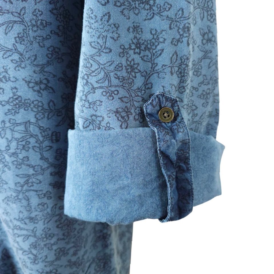Mossimo Mossimo Floral Shirt Mens Medium Blue Flowers All Over Print Roll Sleeves Size US M / EU 48-50 / 2 - 5 Thumbnail