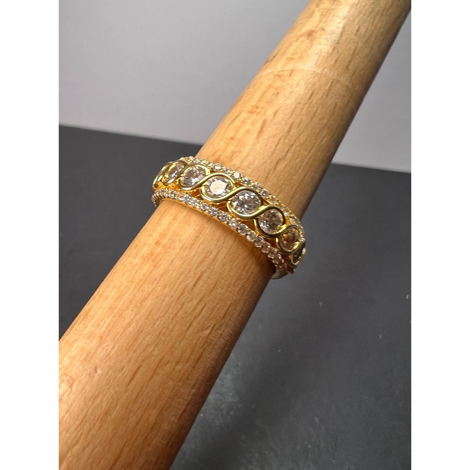 Other CZ gold over Sterling eternity band mens ring size 11 Size ONE SIZE - 6 Thumbnail