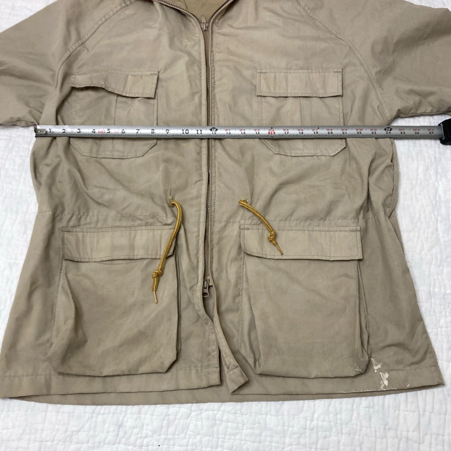 Vintage VINTAGE Woolrich Jacket 80s Mens XL Beige Mid-Length Zip Front Woolrich Rain Coat Cotton Nylon? Size US XL / EU 56 / 4 - 7 Thumbnail