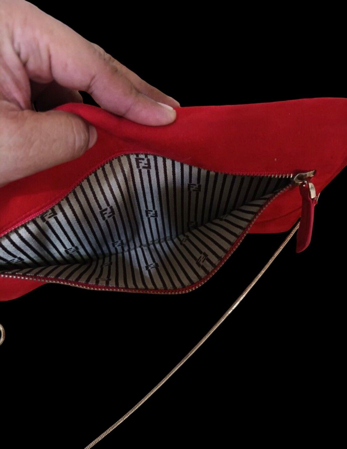 Fendi 💯FENDI ROMA Chain WOC/Clutch Shoulder Leather Red Purse Bag Size ONE SIZE - 7 Thumbnail