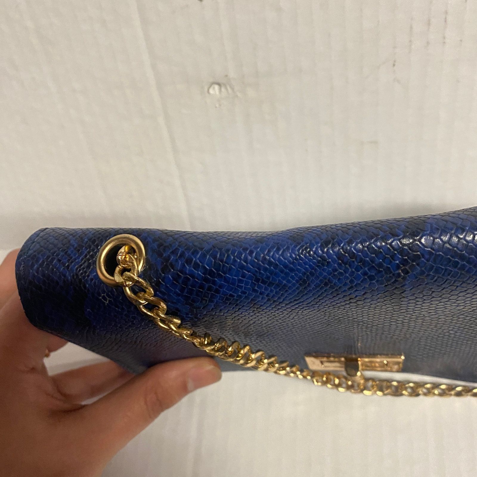 Other Blue Black Snakeskin Gold-Chain Strap Purse Shoulder Bag Size ONE SIZE - 5 Thumbnail
