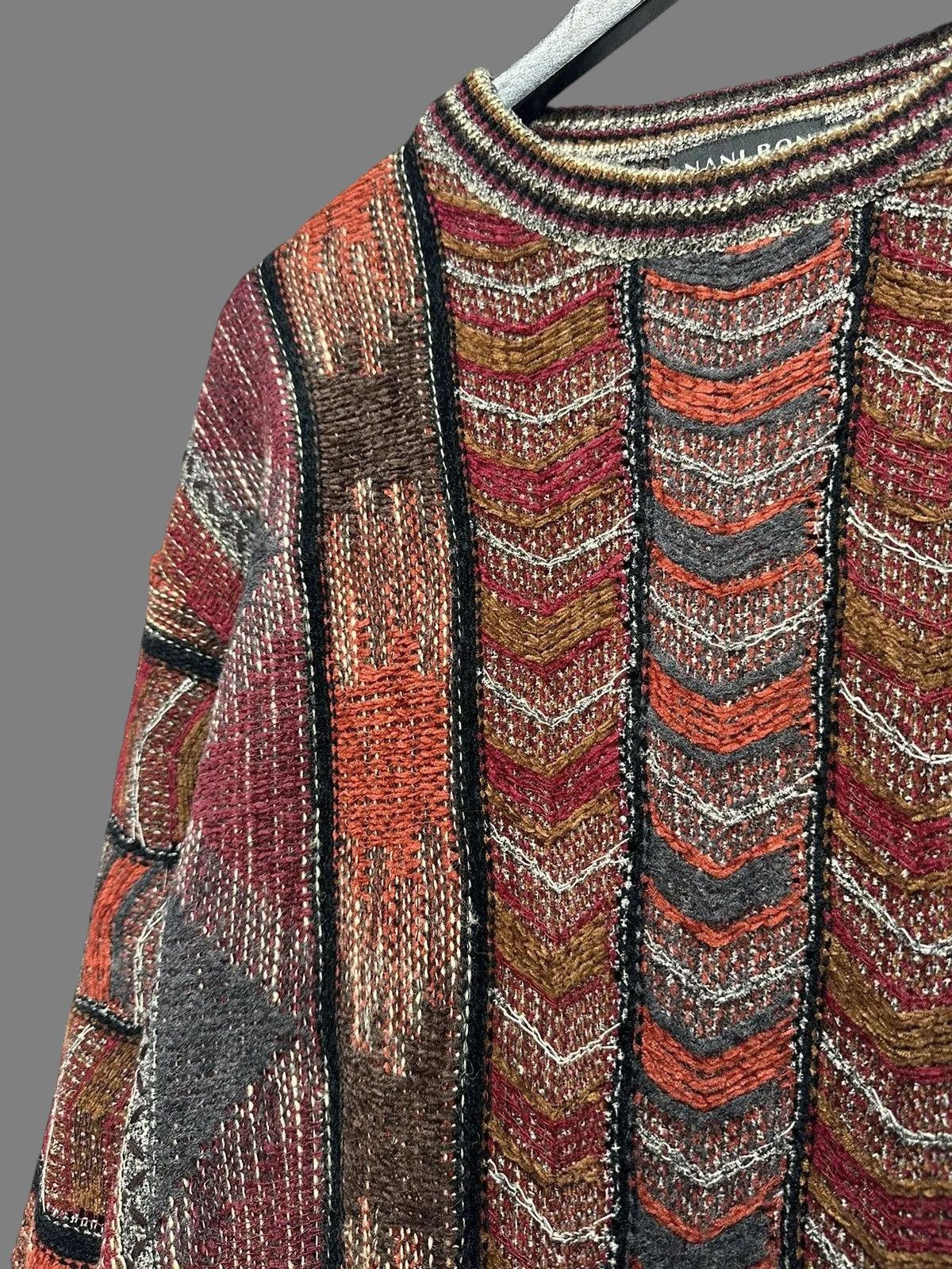 Raf Simons Vintage RAF Simons style Diesel Y2k Red Knit Sweater Wool Size US L / EU 52-54 / 3 - 4 Thumbnail