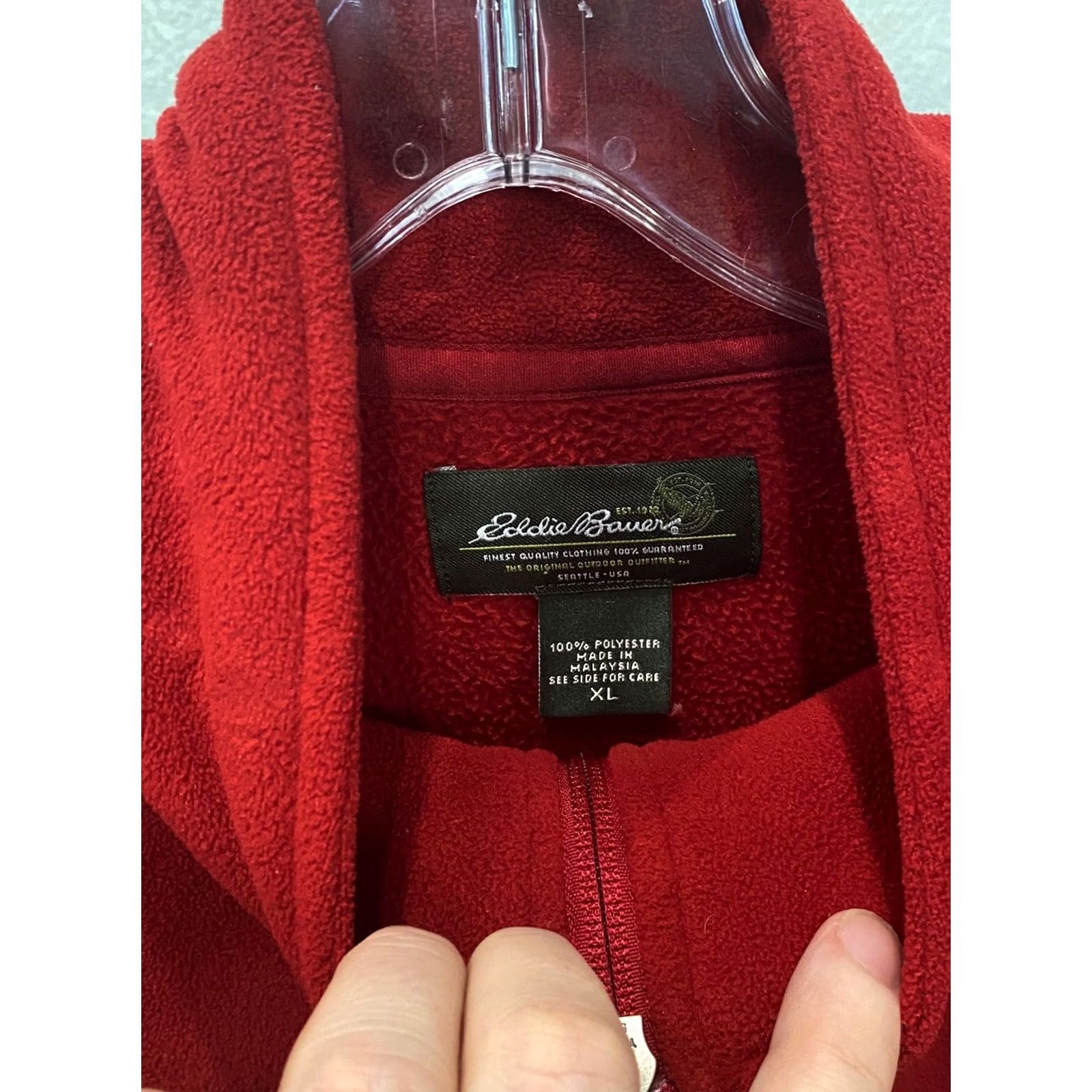 Eddie Bauer Eddie Bauer Red Fleece Zippered SWEATER XL Extra Large Mens Multicolor Zip Pullover Knit Sweater Size US XL / EU 56 / 4 - 5 Thumbnail