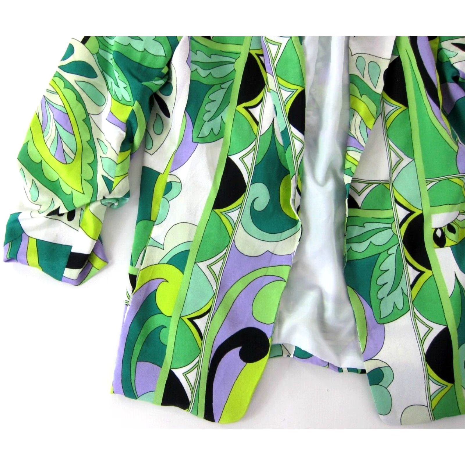 Vintage ee:some Blazer NWT M Womens Ruched Sleeve Floral Pocket Retro Kelly Green Purple Blazer Jacket M Size M / US 6-8 / IT 42-44 - 6 Thumbnail