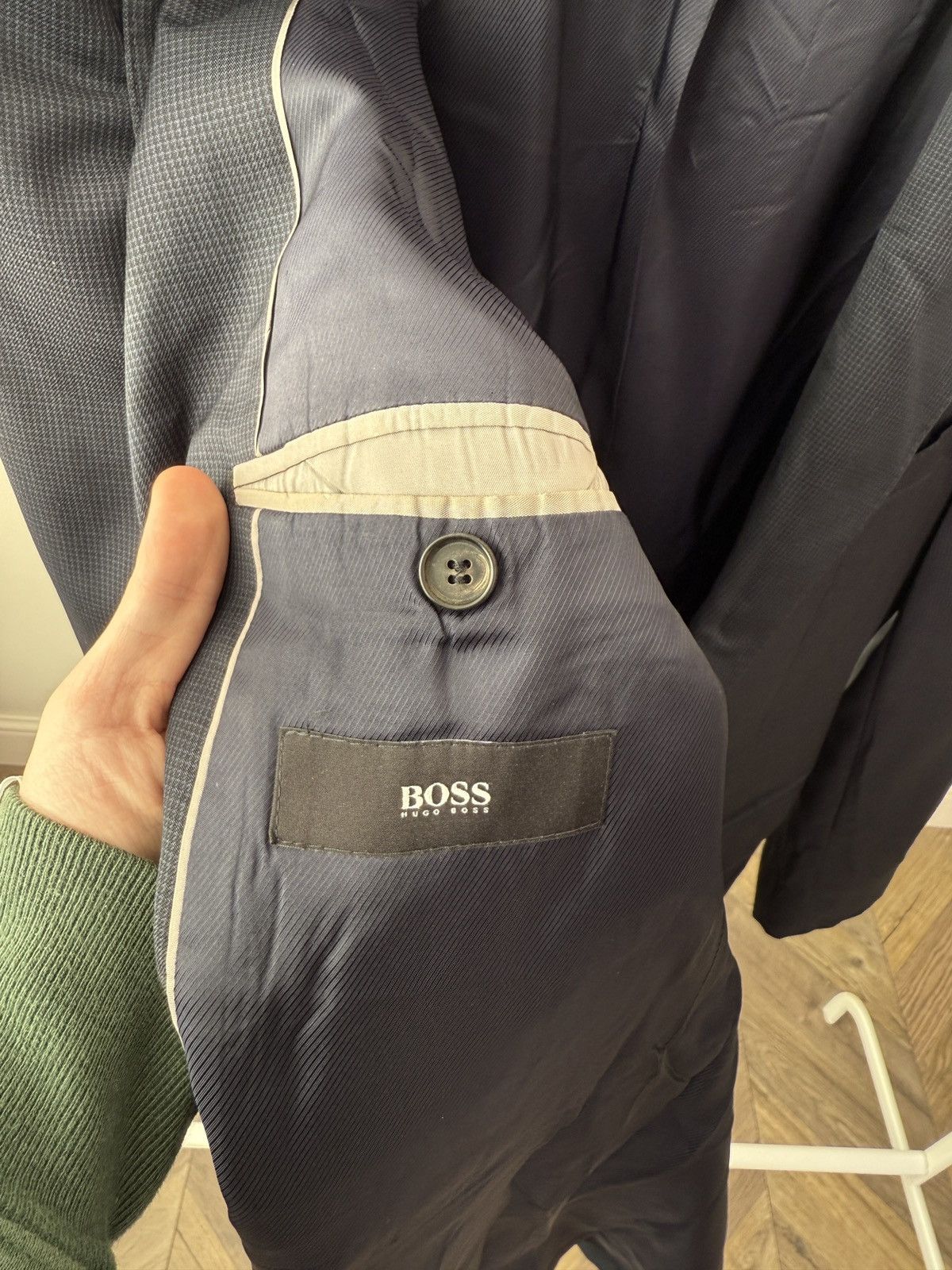 Hugo Boss Vintage Hugo Boss Two Piece Suit Navy Reda Super 110 Wool Size 48R - 7 Thumbnail