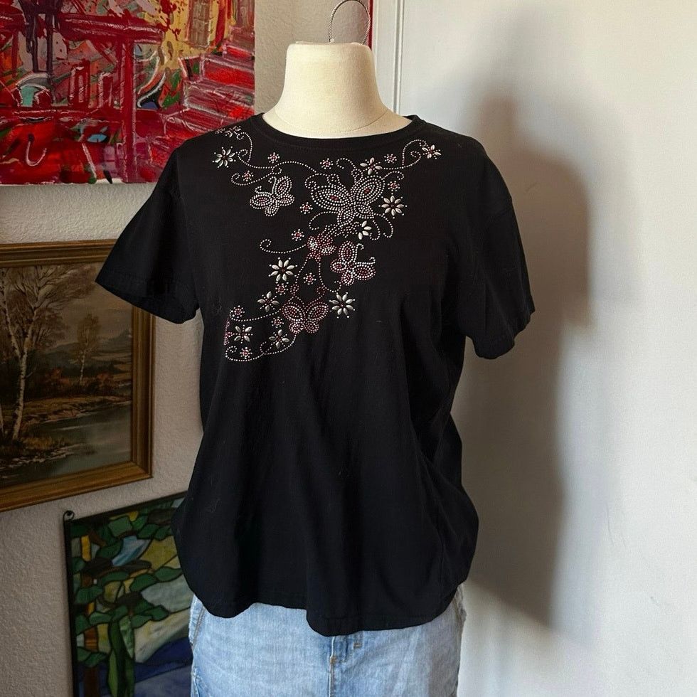 Other cotton heritage black floral bedazzled shirt Size S / US 4 / IT 40 - 1 Thumbnail