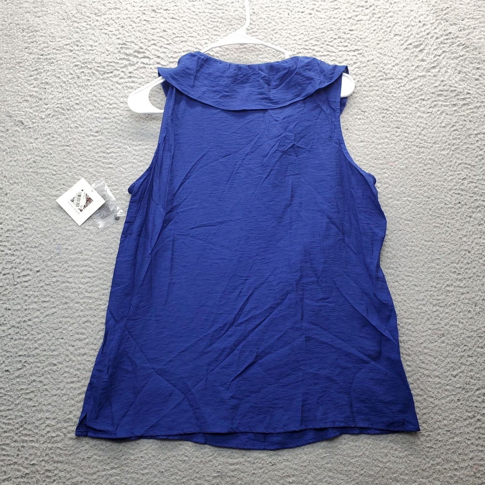 Anne Klein Anne Klein Top Womens M Blue Tank Viscose Sleeveless Ruffle Keyhole Neck Size M / US 6-8 / IT 42-44 - 2 Thumbnail