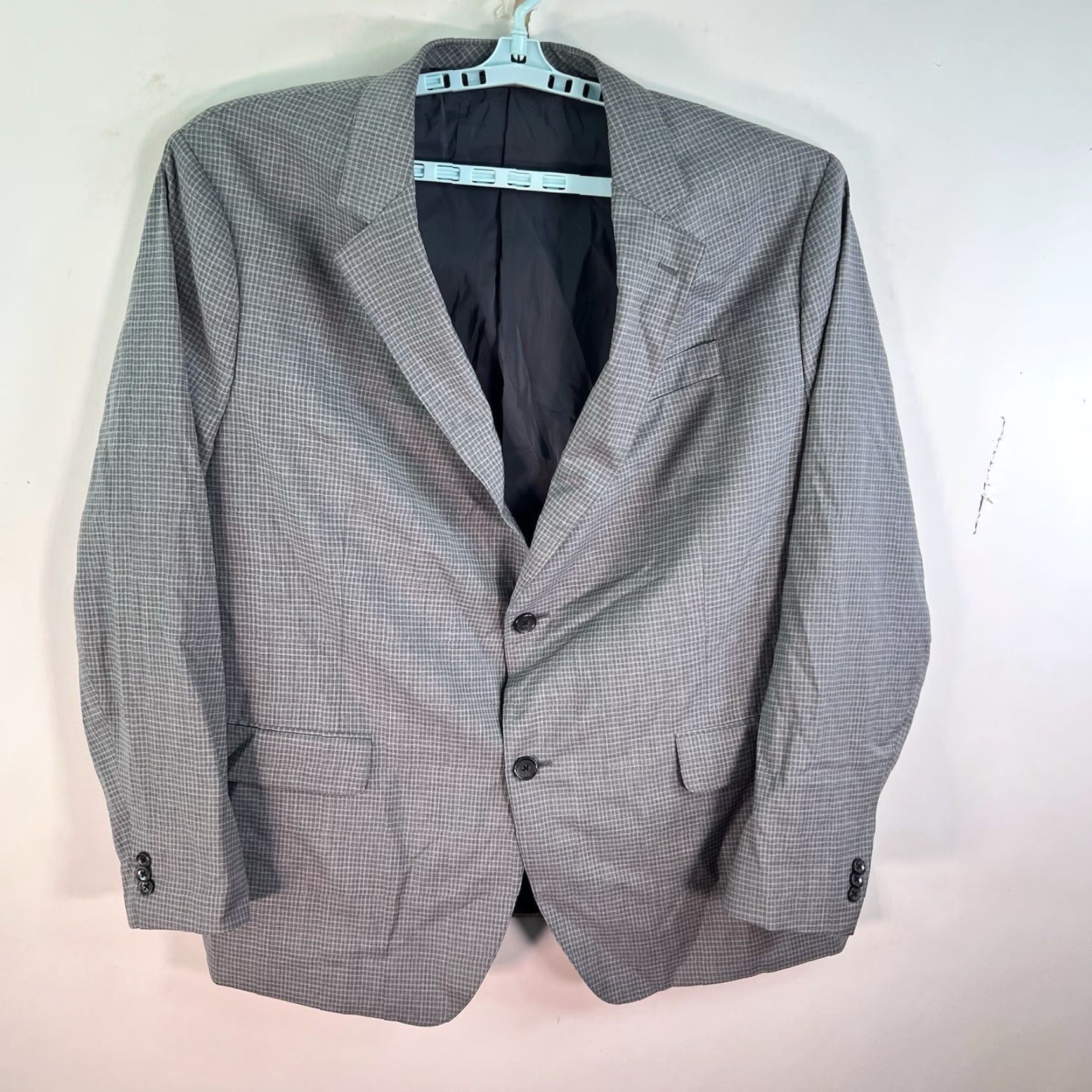 Bonobos VINTAGE Bonobos Italian Wool Check Blazer Sport Coat Men Size 54 Gray Business Casual 2-Piece Size 54R - 6 Thumbnail