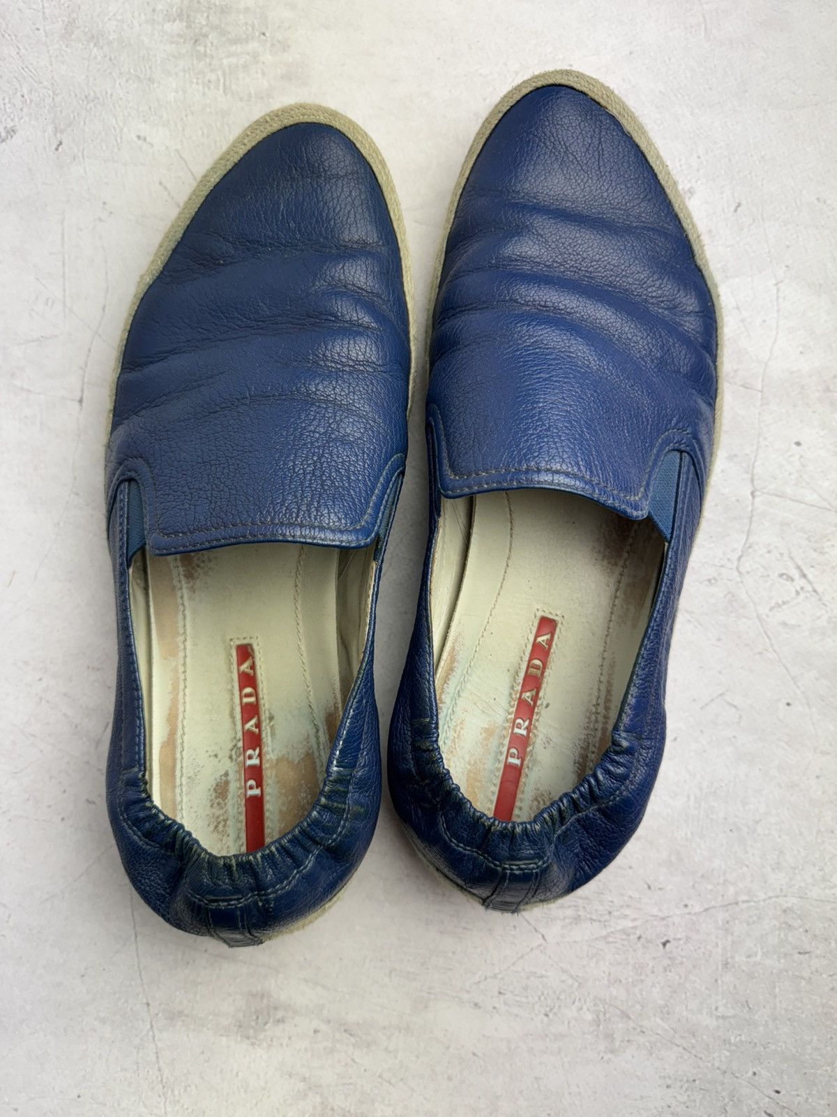 Prada × Vintage Prada Slip On Espadrille Loafers Blue Leather Men’s Size US 9 / EU 42 - 8 Thumbnail