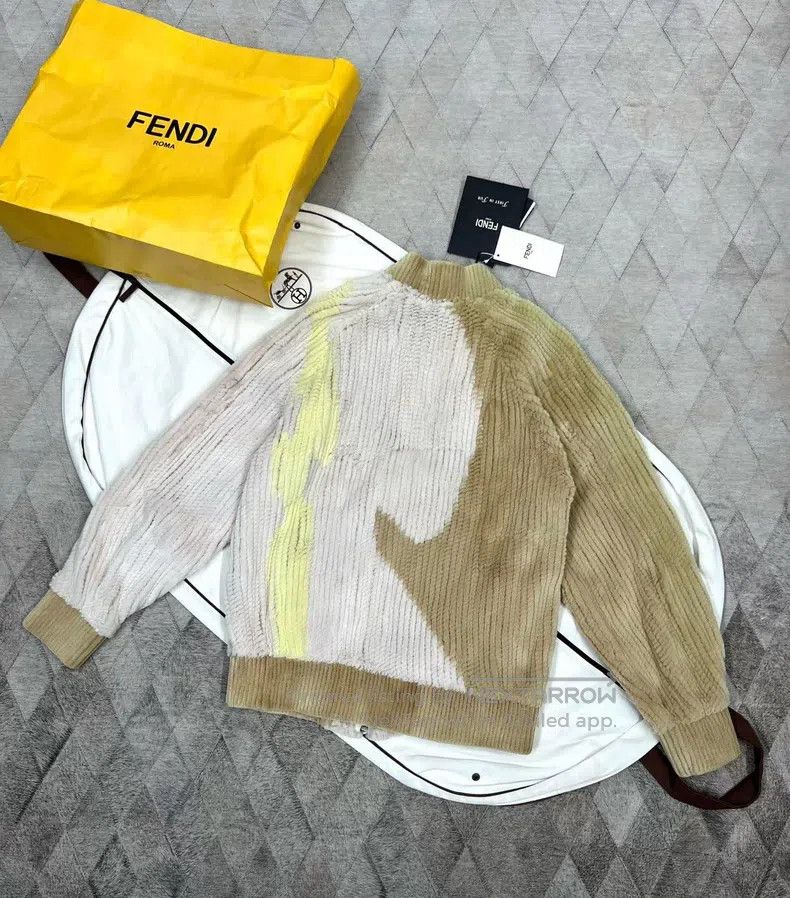 Fendi Fendi Faux Fur Baseball Jacket, Artistic Color Block Size US M / EU 48-50 / 2 - 6 Thumbnail