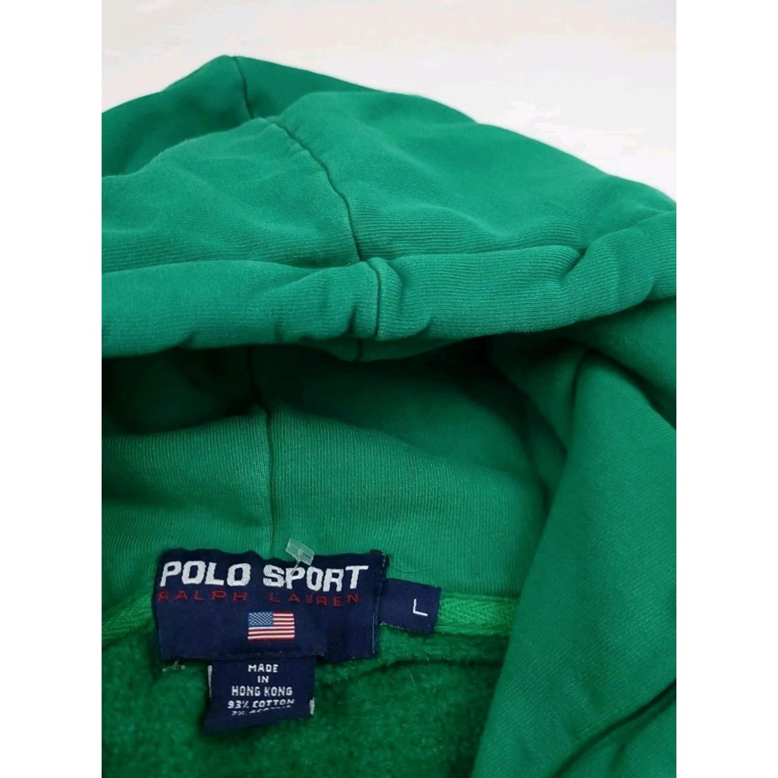 Vintage VINTAGE Polo Sport Ralph Lauren USA Flag Hoodie Green L Men’s 90s Reg Pullover Crew Neck Size US L / EU 52-54 / 3 - 5 Thumbnail