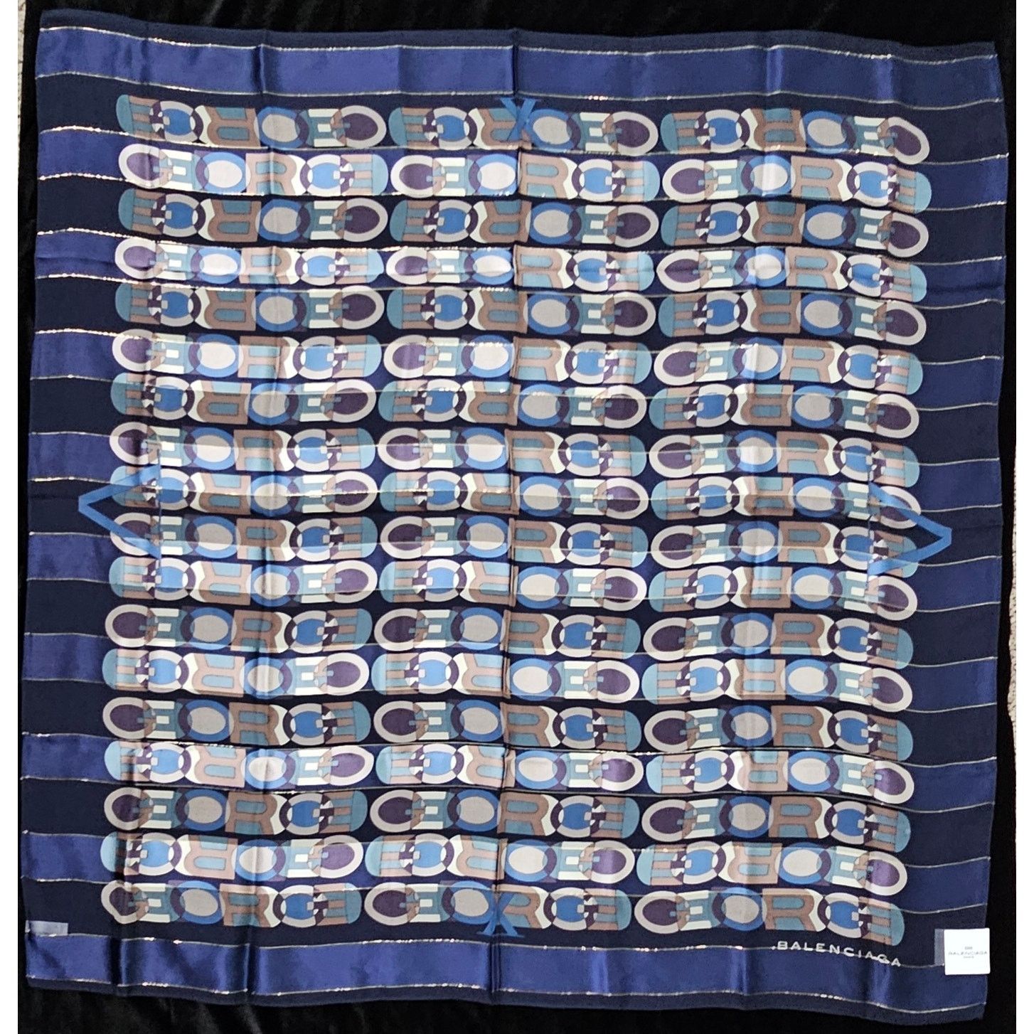 Balenciaga NWT Vintage Balenciaga Geometric Abstract Theme Silk Scarf Size ONE SIZE - 2 Thumbnail