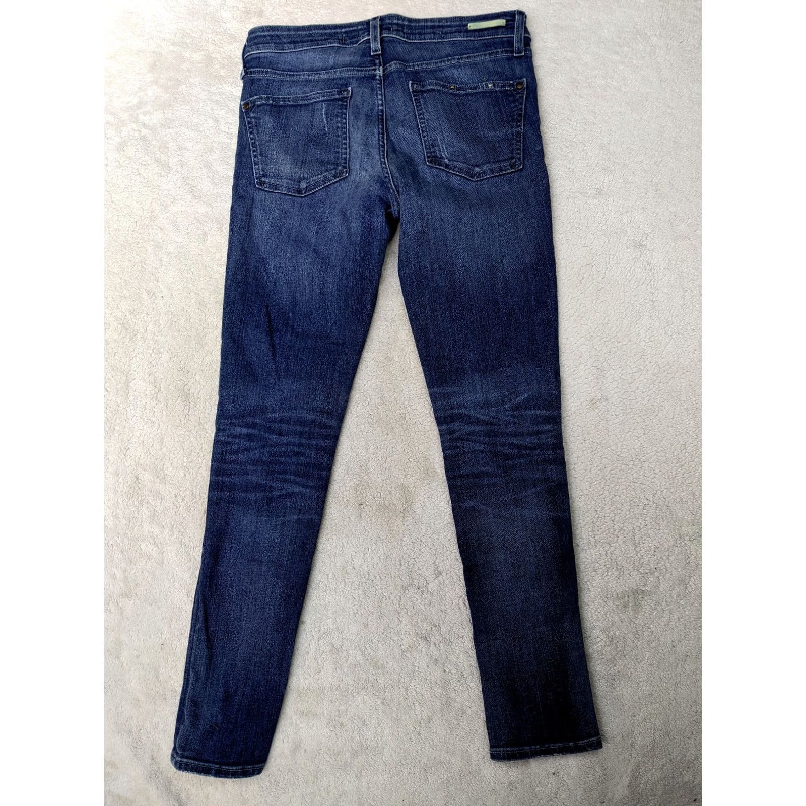 Vintage Pilcro and the letterpress Womens Jeans 28 Slim Skinny Low Rise Distressed Patch Blue Denim - Mens? Women? Size 24" / US 00 / IT 34 - 6 Thumbnail