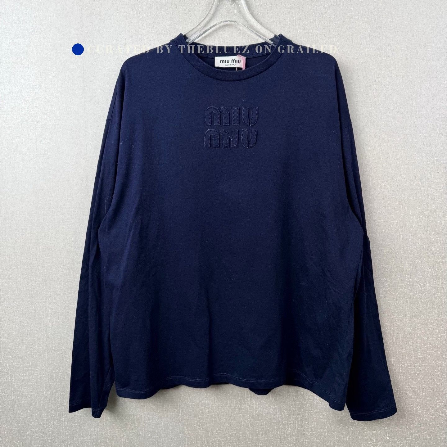 Miu Miu Miu Miu Blue Logo Long Sleeve Top Size S / US 4 / IT 40 - 1 Thumbnail