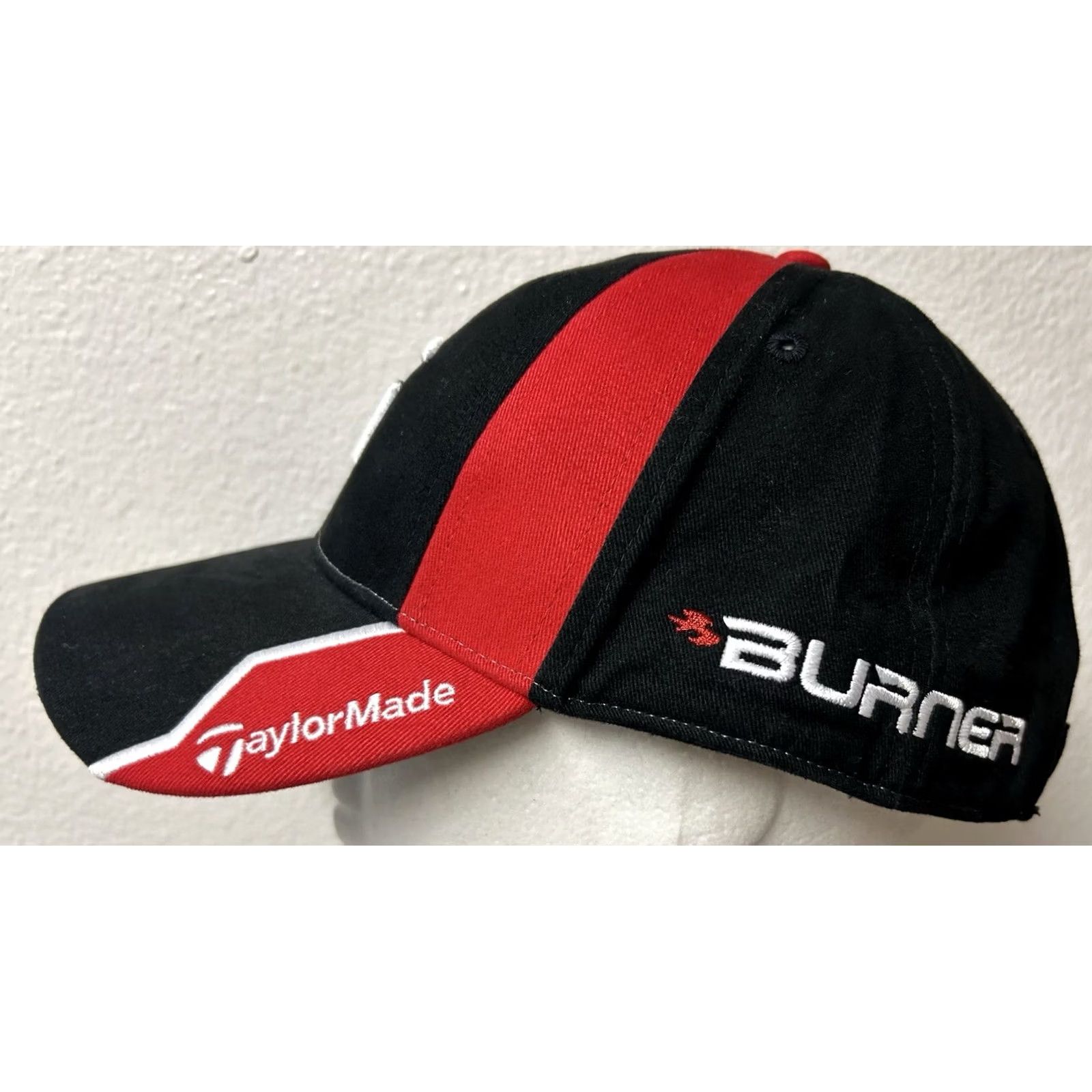 TaylorMade VINTAGE TaylorMade Burner Adjustable Hat Cap Black/Red Embroidered Mens One Size Baseball Cap Adjustable Hat Size ONE SIZE - 4 Thumbnail