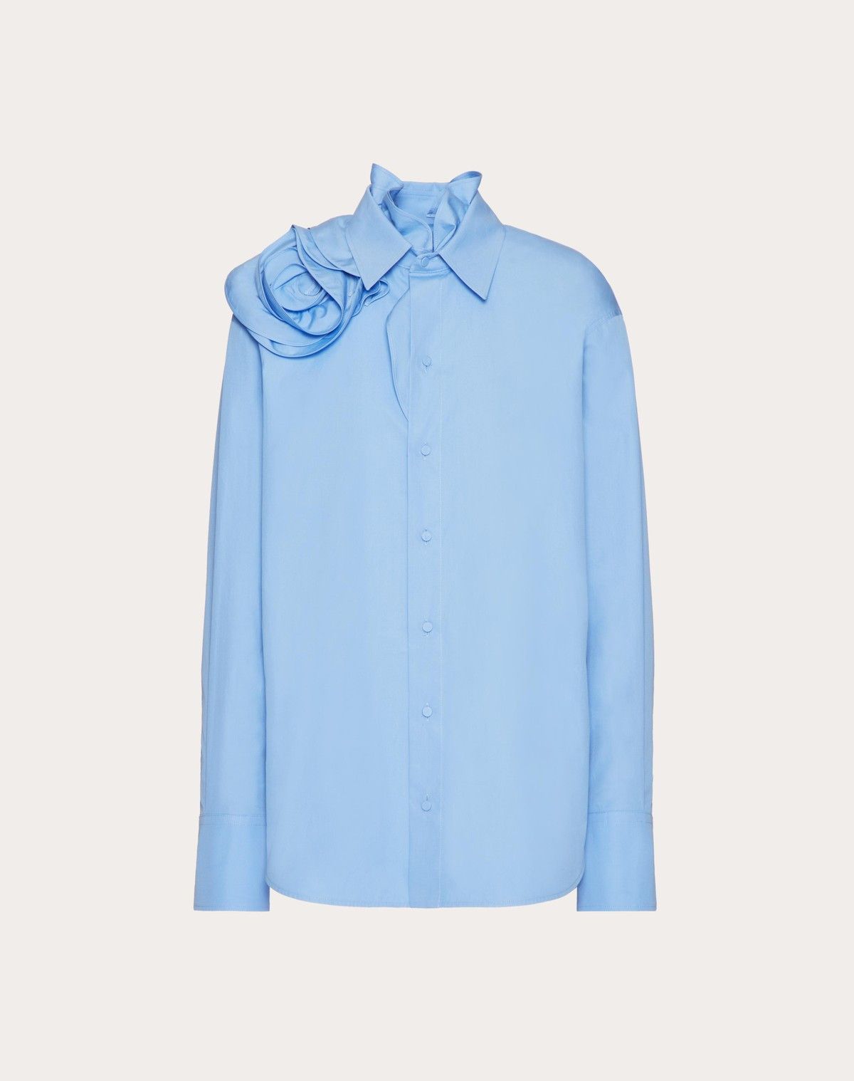 Valentino o1s1wg110525 Cotton Popeline Shirt in Blue Size M / US 6-8 / IT 42-44 - 1 Thumbnail