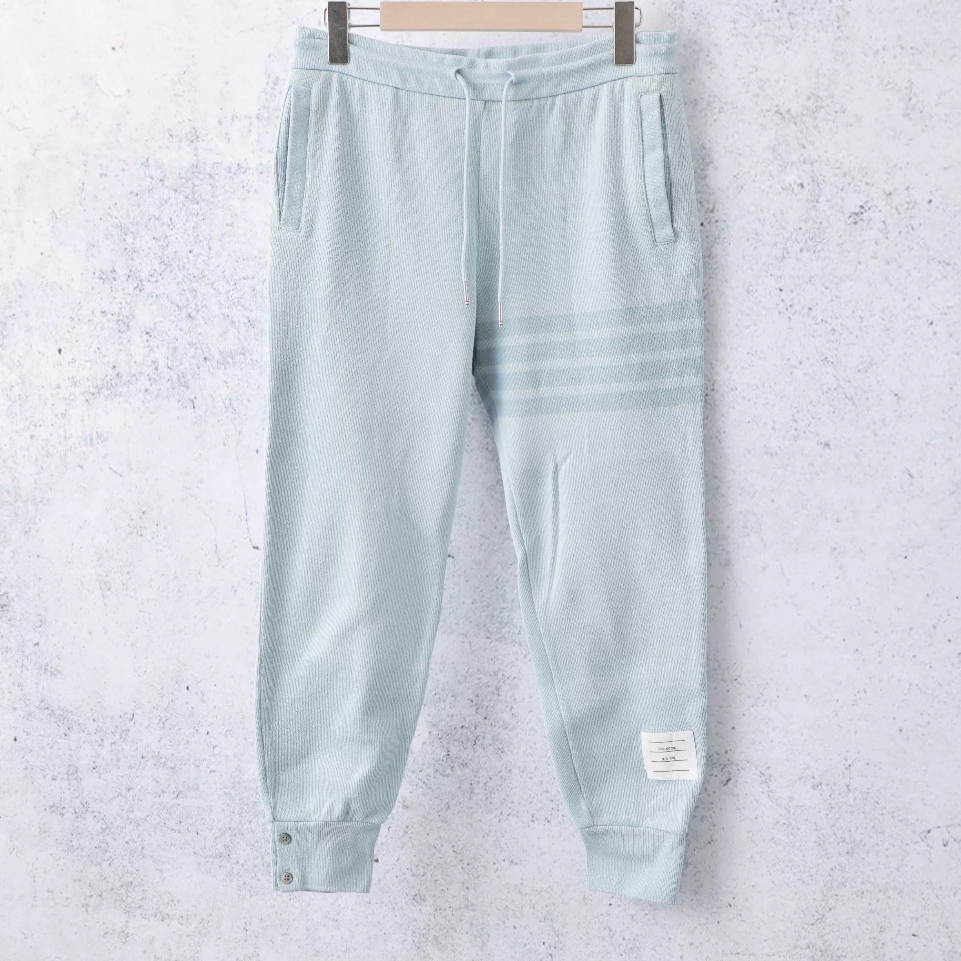 Thom Browne Thom Browne Four-Bar Light Blue Sweatpants Size US 28 / EU 44 - 1 Thumbnail