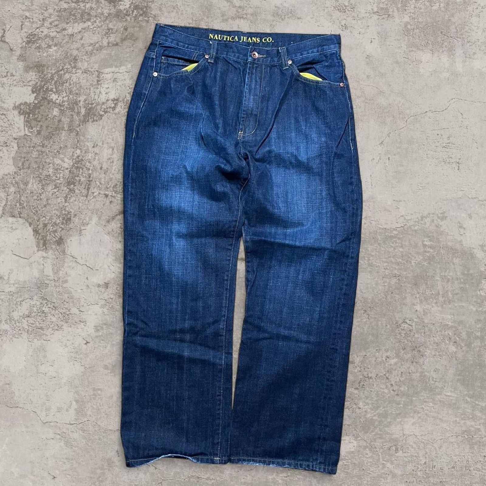 Nautica 2000s Baggy Náutica Jeans dope back pocket designs 36x30 Size US 36 / EU 52 - 3 Thumbnail