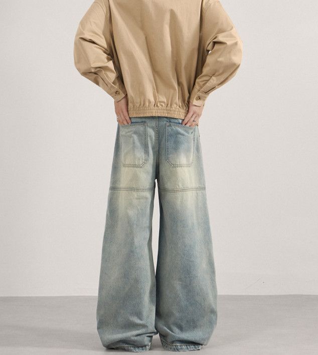 Japanese Brand American-style patchwork whiskers baggy men's jeans Size US 32 / EU 48 - 4 Thumbnail