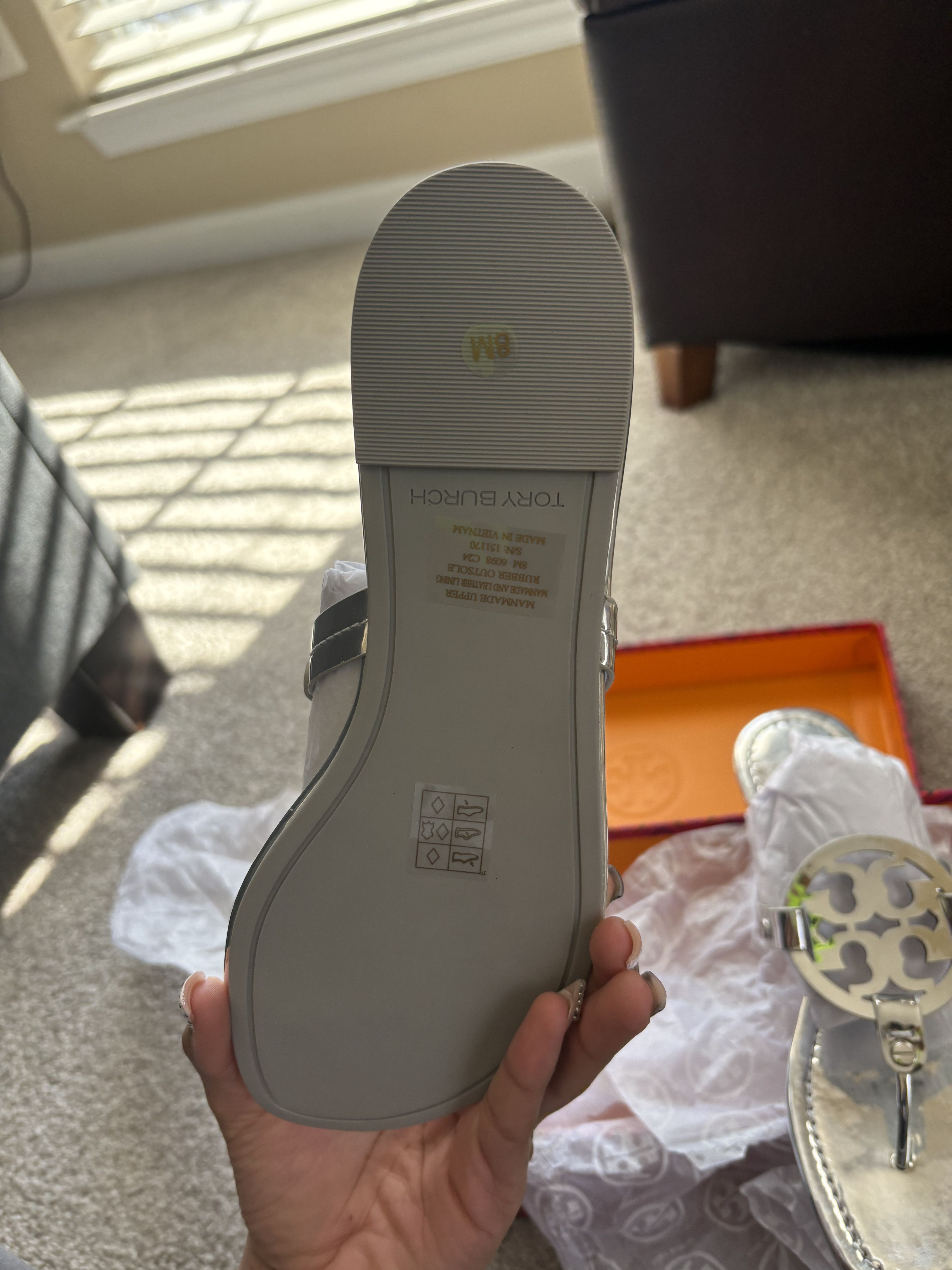 Tory Burch Silver Tory Burch Slides Size US 8 / IT 38 - 5 Thumbnail