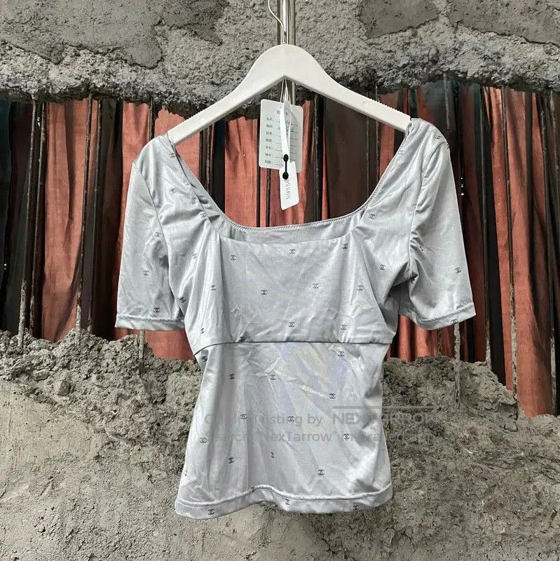 Chanel Chanel Gray Cotton T-Shirt for Women . Size XXS / US 00 / IT 34 - 2 Thumbnail