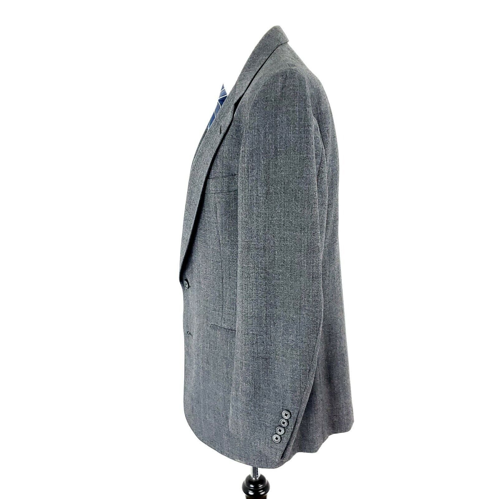 Hart Schaffner Marx Hart Schaffner Marx Wool 2 Button Sport Coat 40R Gray Plaid Size 40R - 4 Thumbnail